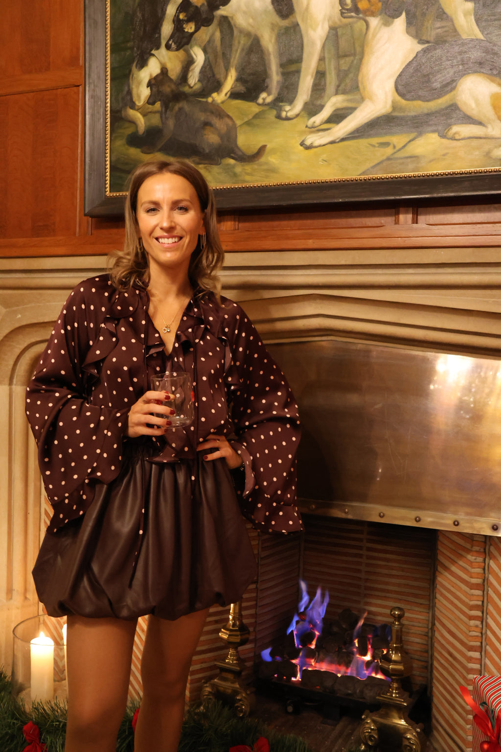 Kira polka dot blouse fudge