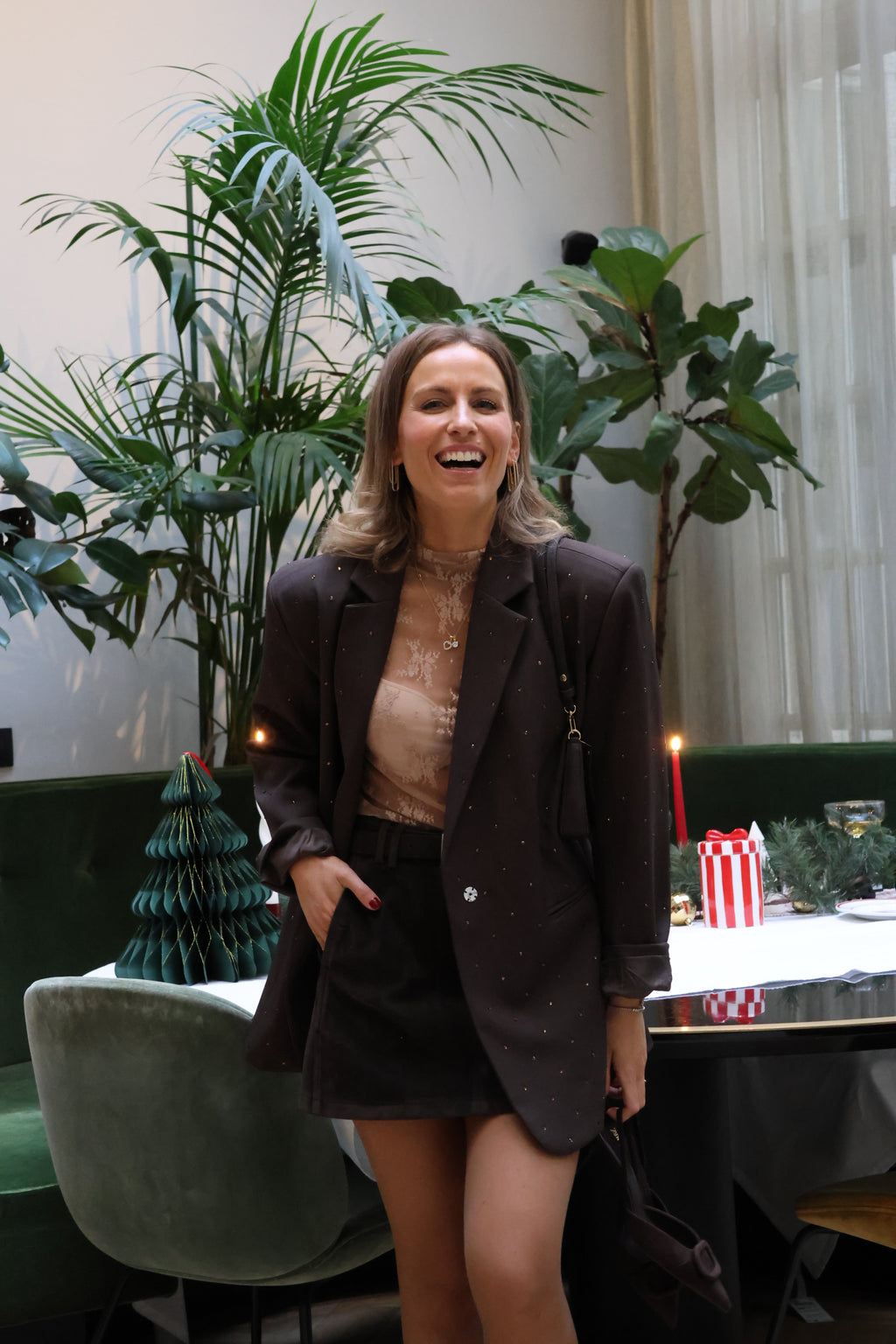 Eloise sparkling blazer brown