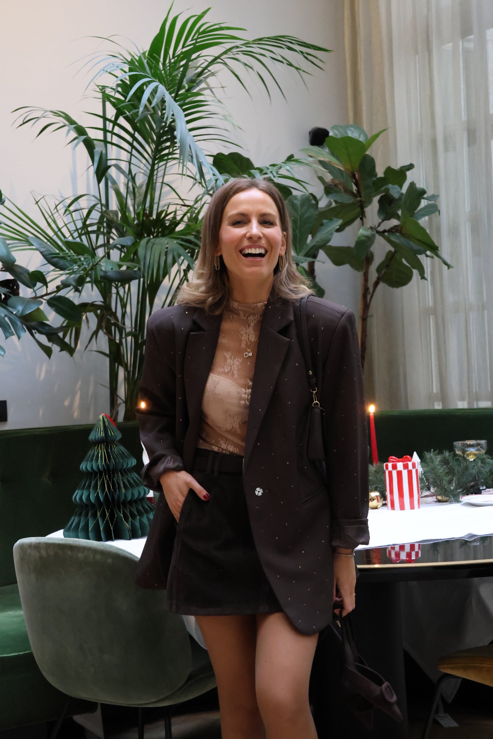 Eloise sparkling blazer brown