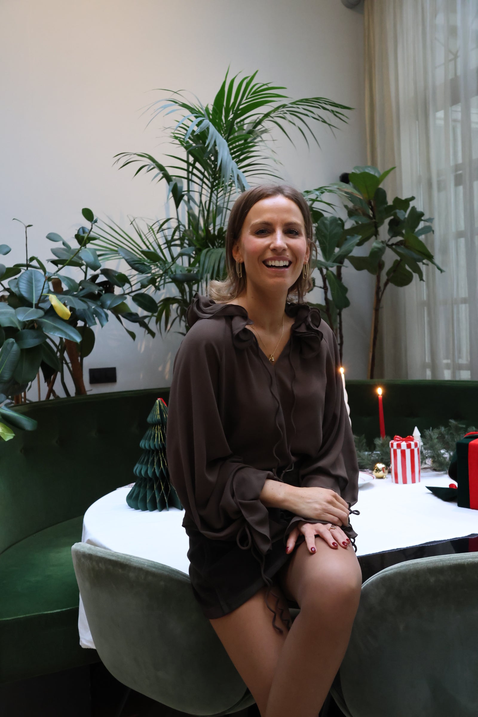 Juliana detail blouse brown