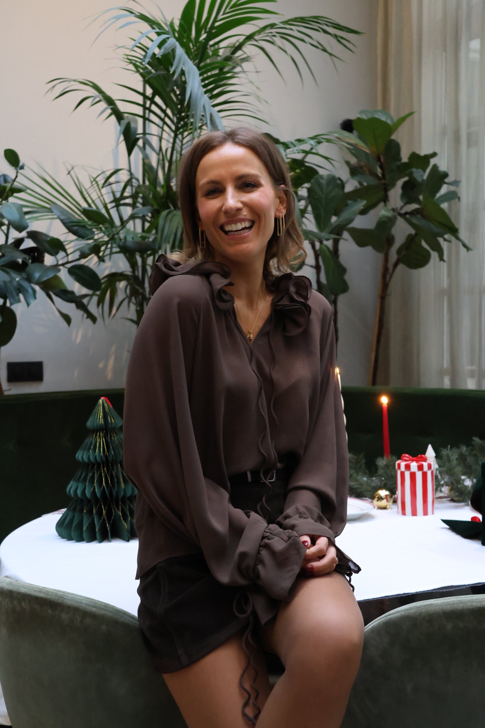 Juliana detail blouse brown