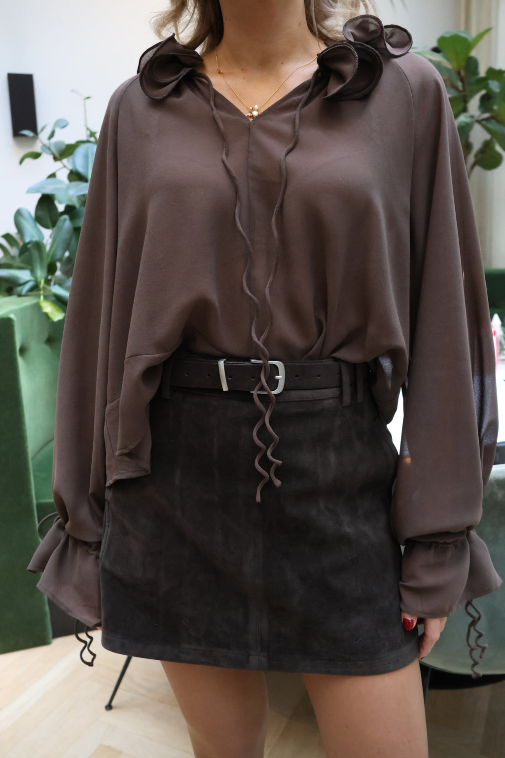 Juliana detail blouse brown