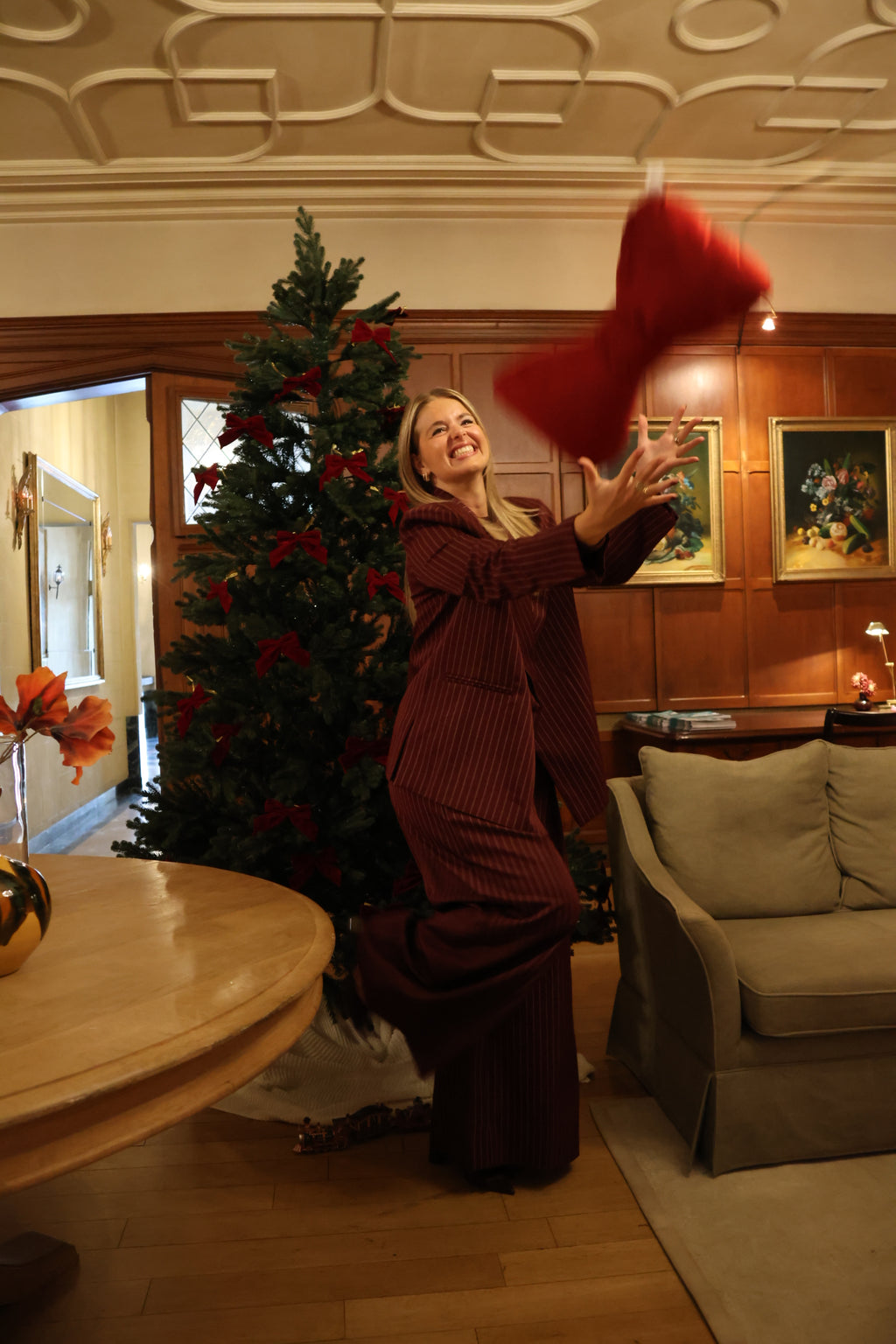 Gloria striped blazer bordeaux