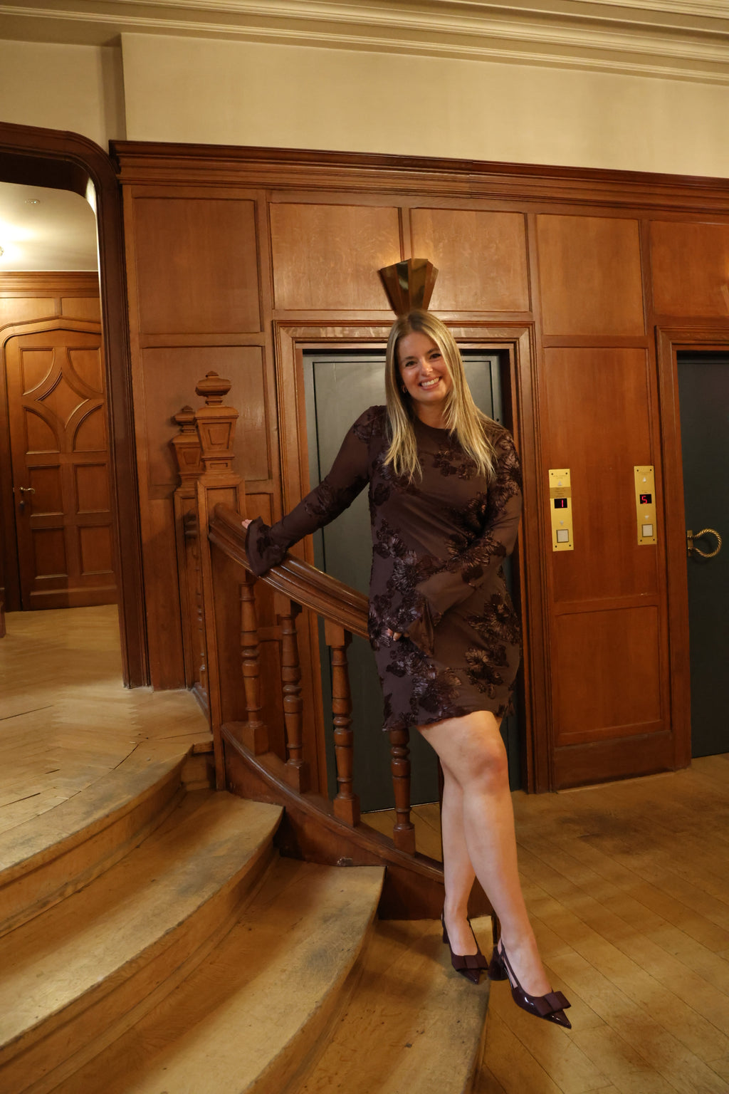 Skye floral dress brown