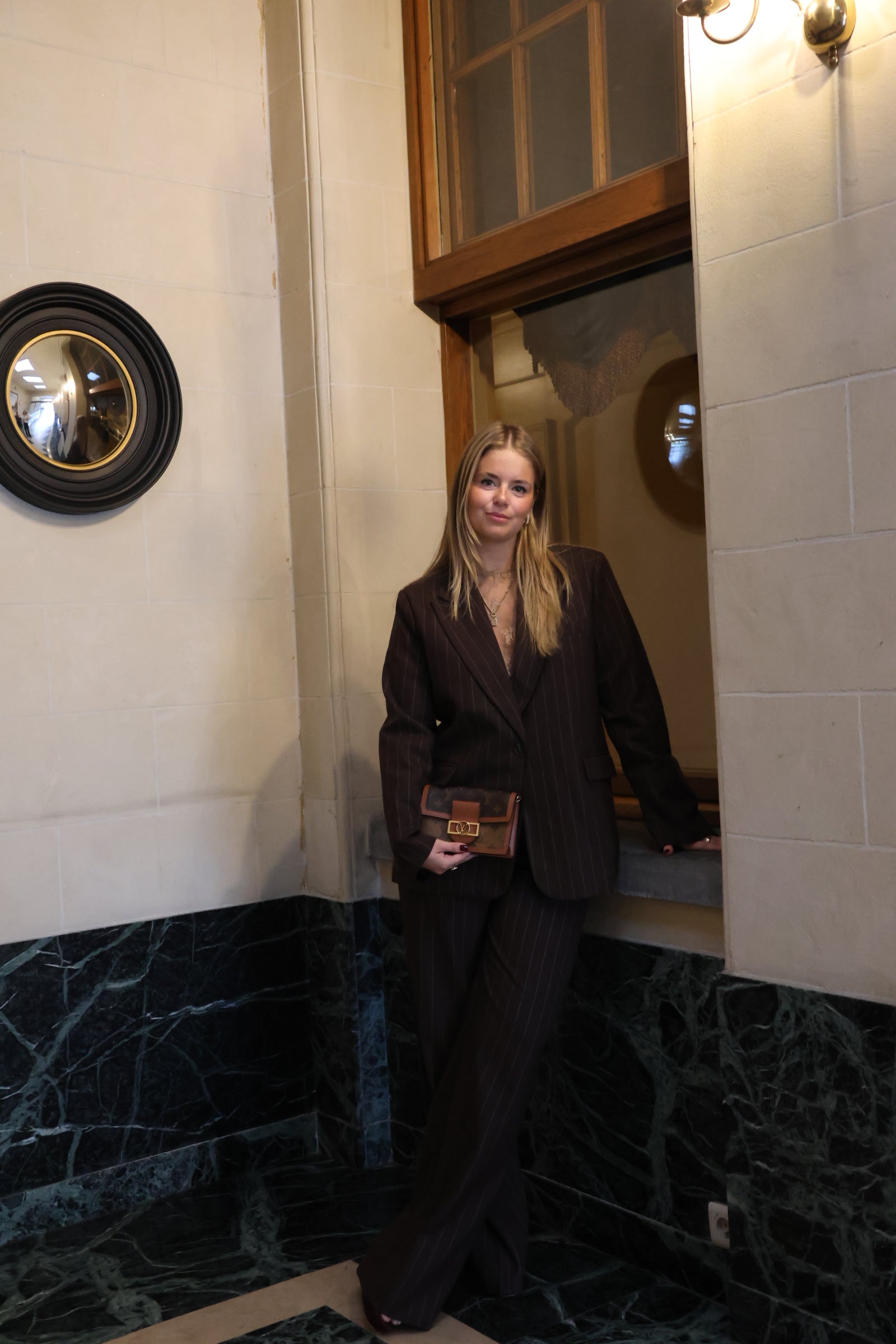 Belle striped blazer brown