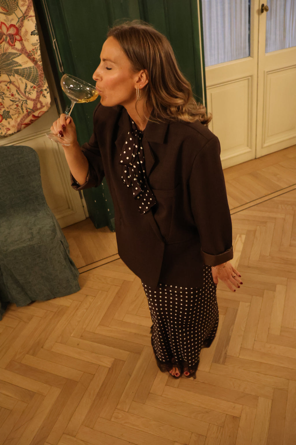 Loulou polka dot skirt brown