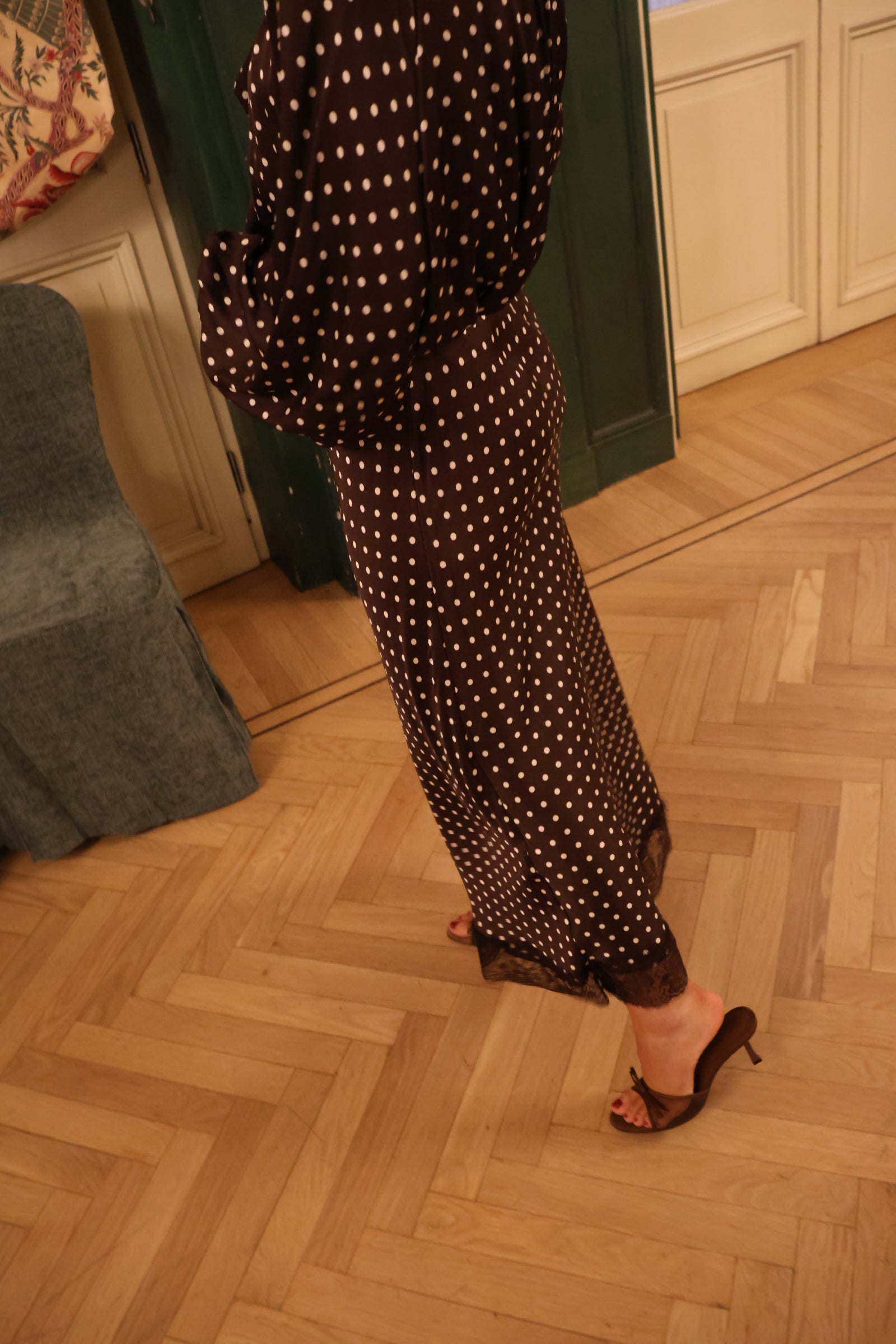 Loulou polka dot skirt brown