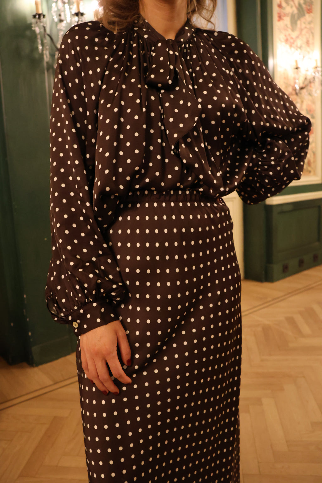 Loulou polka dot blouse brown