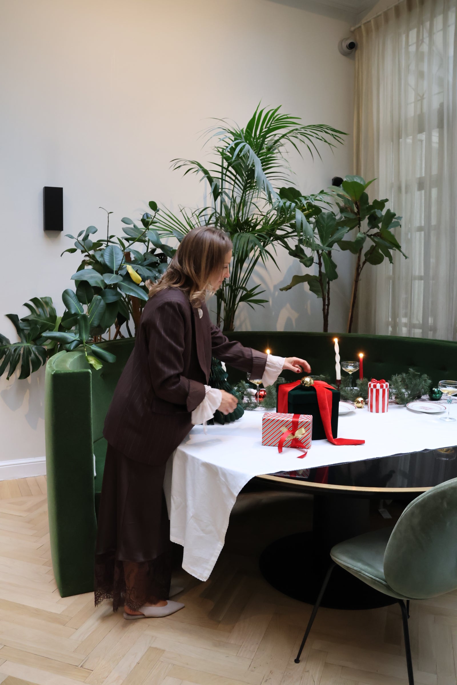 Maja satin lace skirt brown