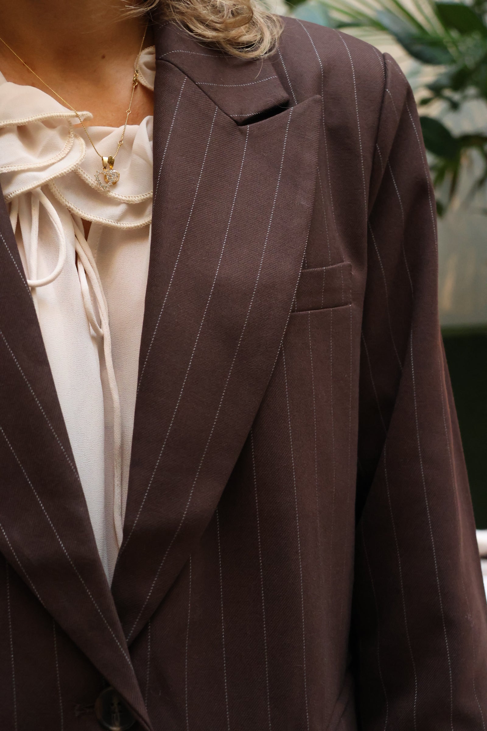 Belle striped blazer brown