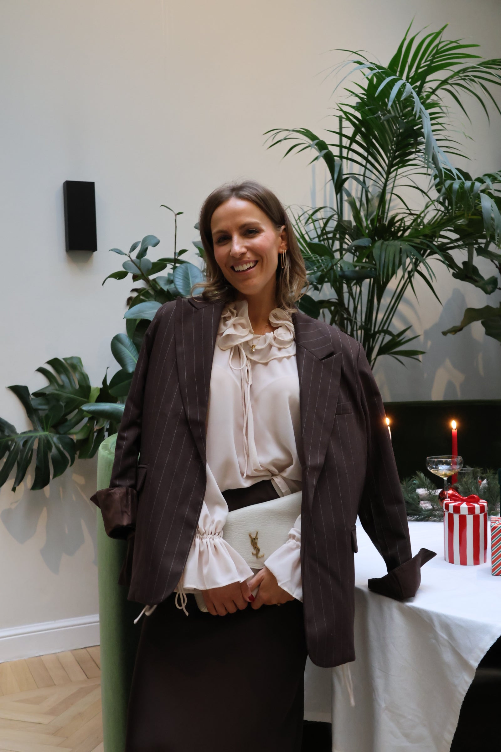 Belle striped blazer brown