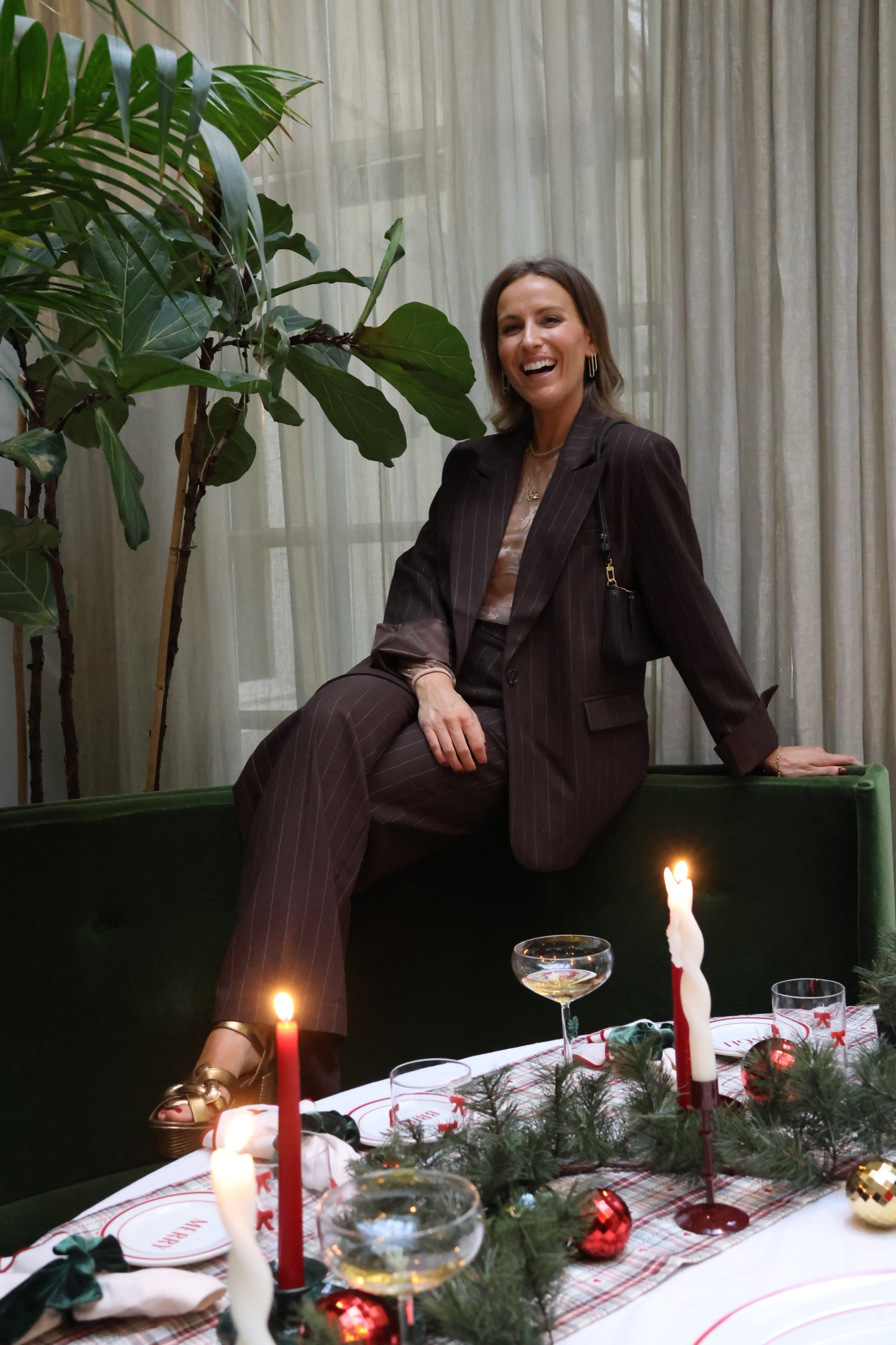 Belle striped trousers brown