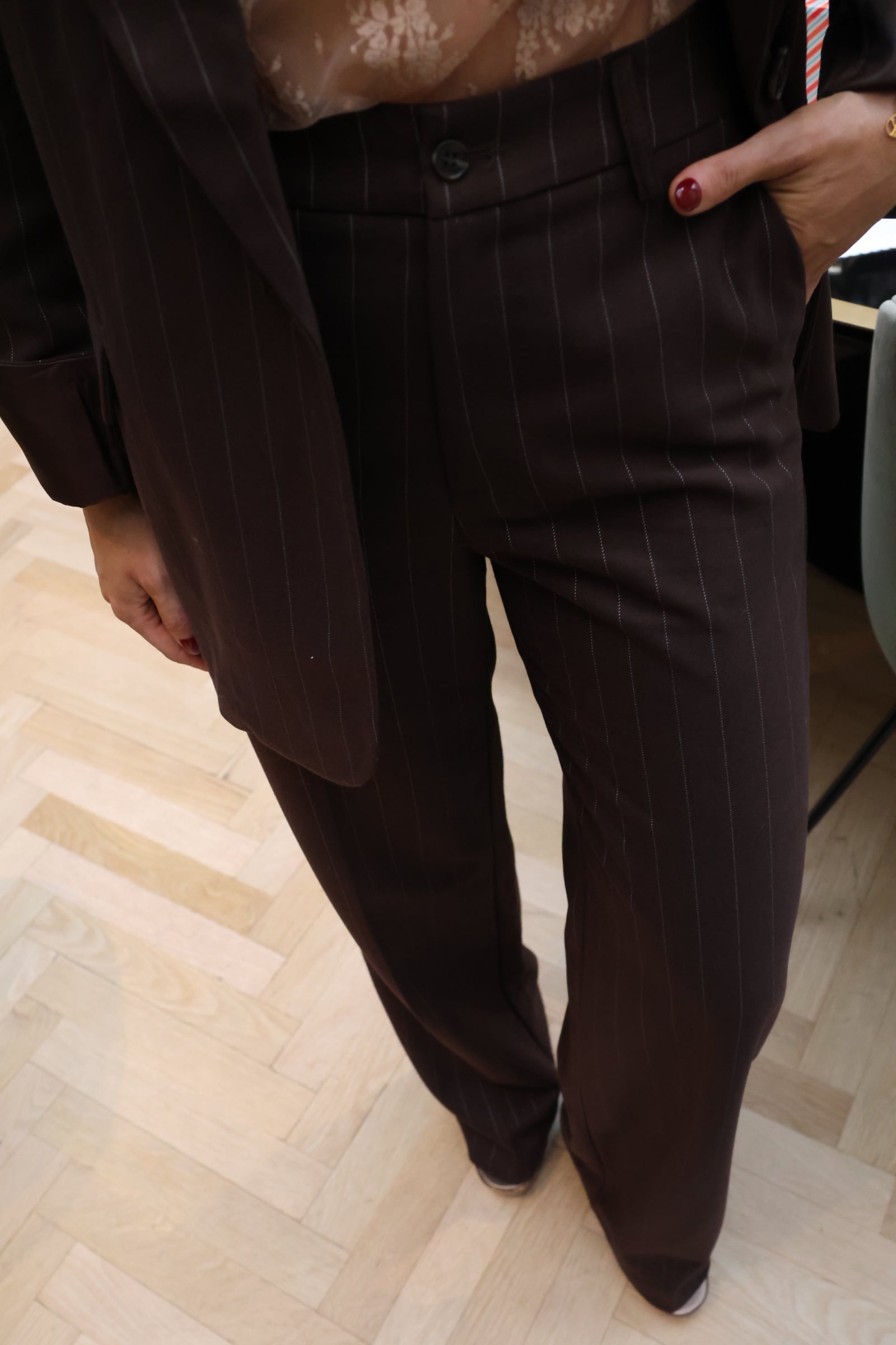 Belle striped trousers brown