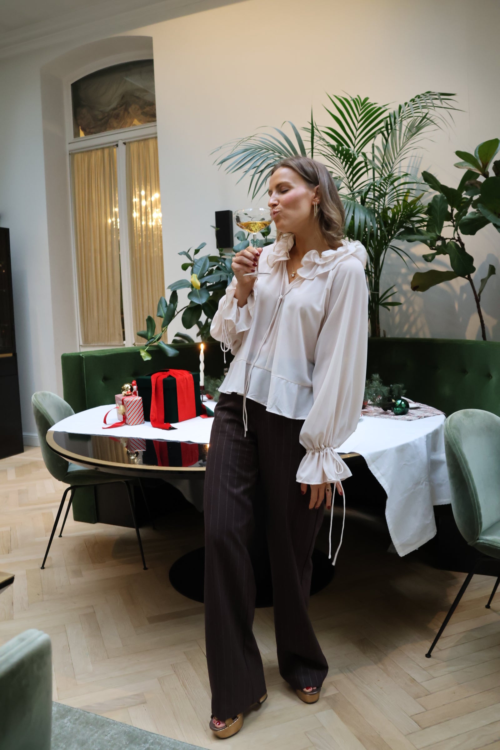 Belle striped trousers brown