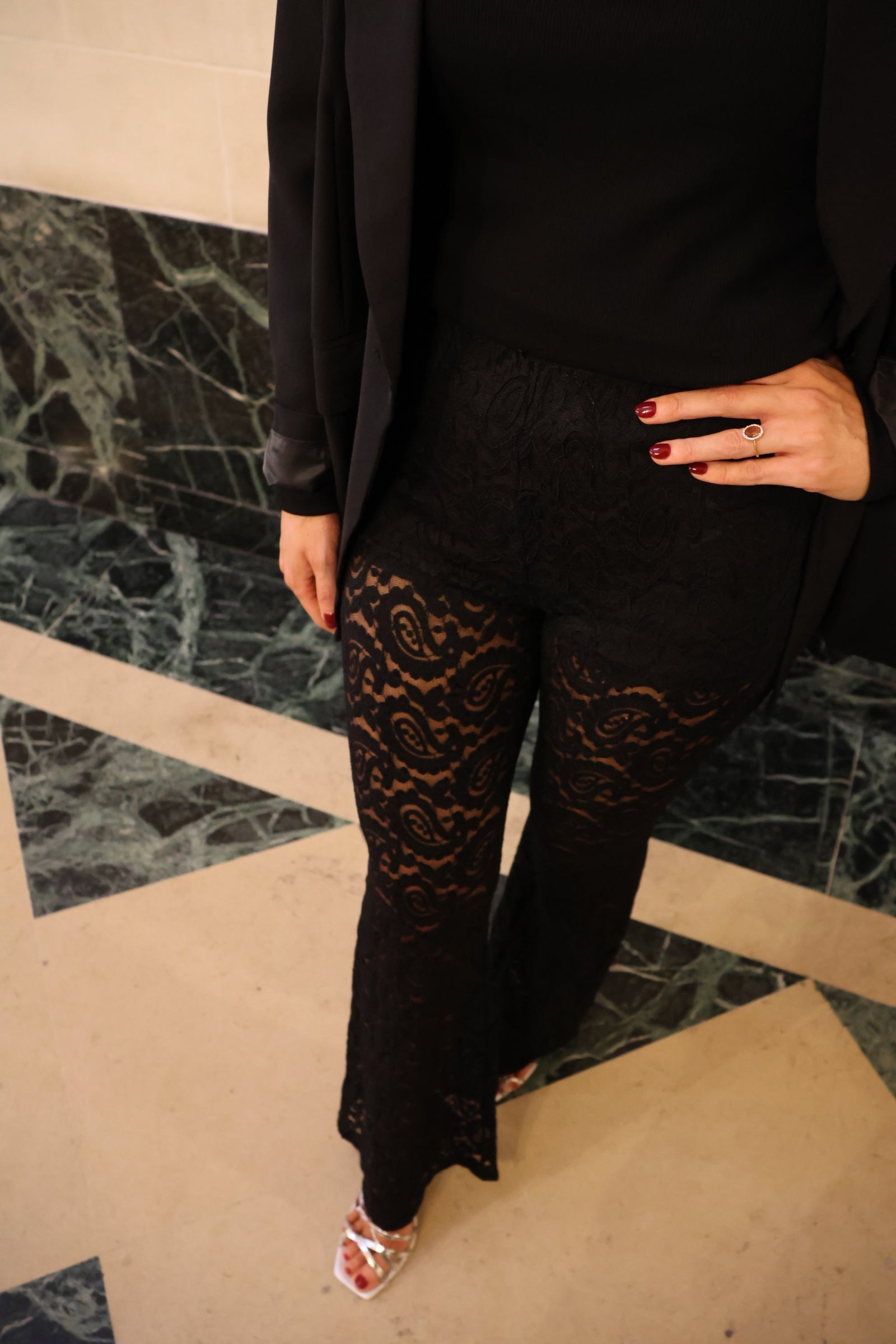 Cerina lace trousers black