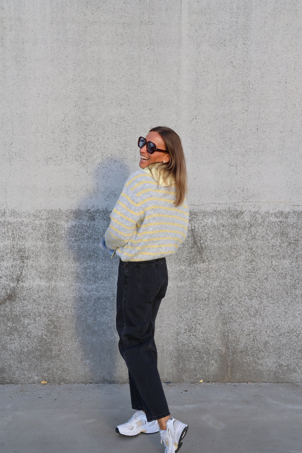 Alfie striped knit grijs/geel