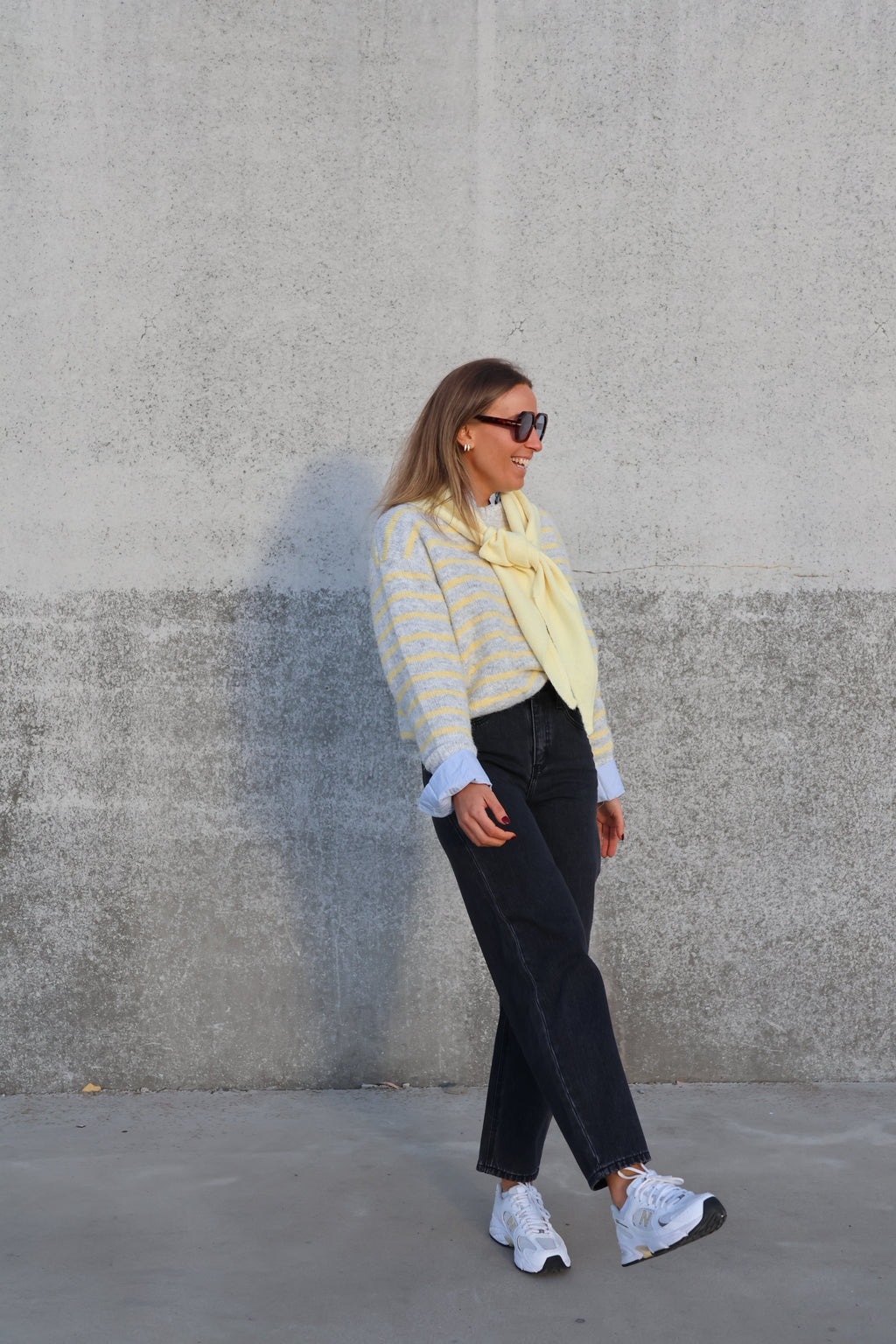 Alfie striped knit grijs/geel