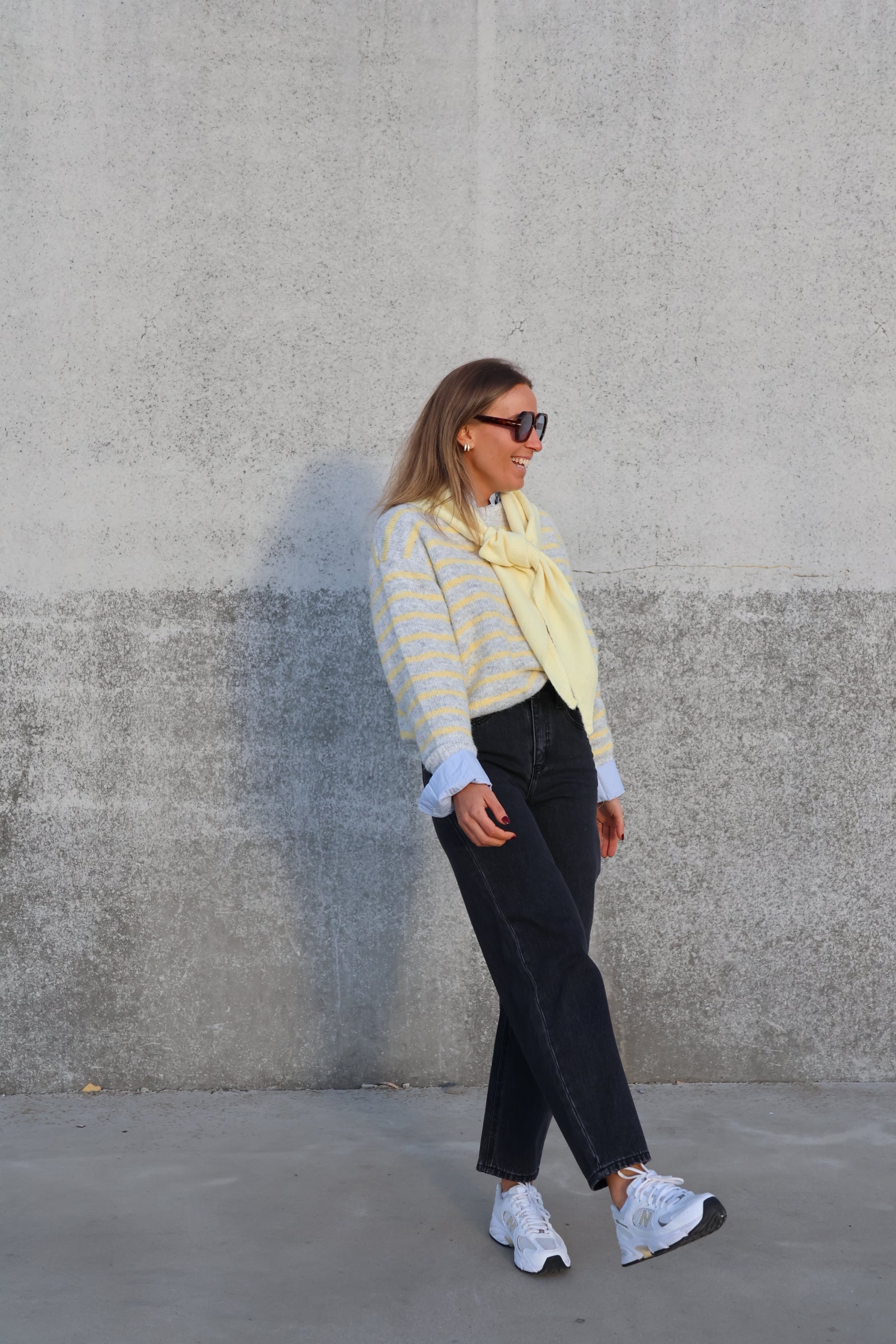 Alfie striped knit grijs/geel