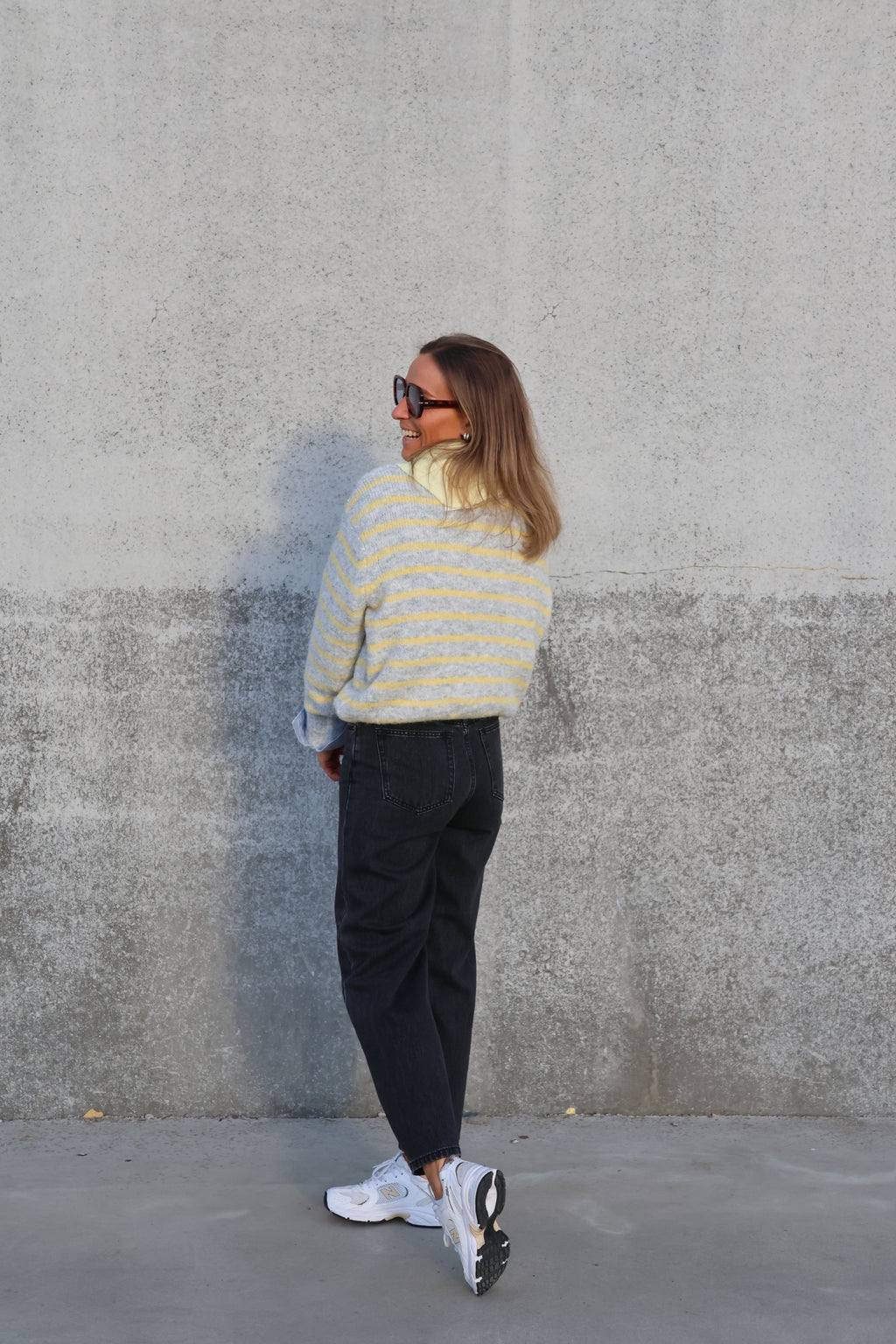 Alfie striped knit grijs/geel