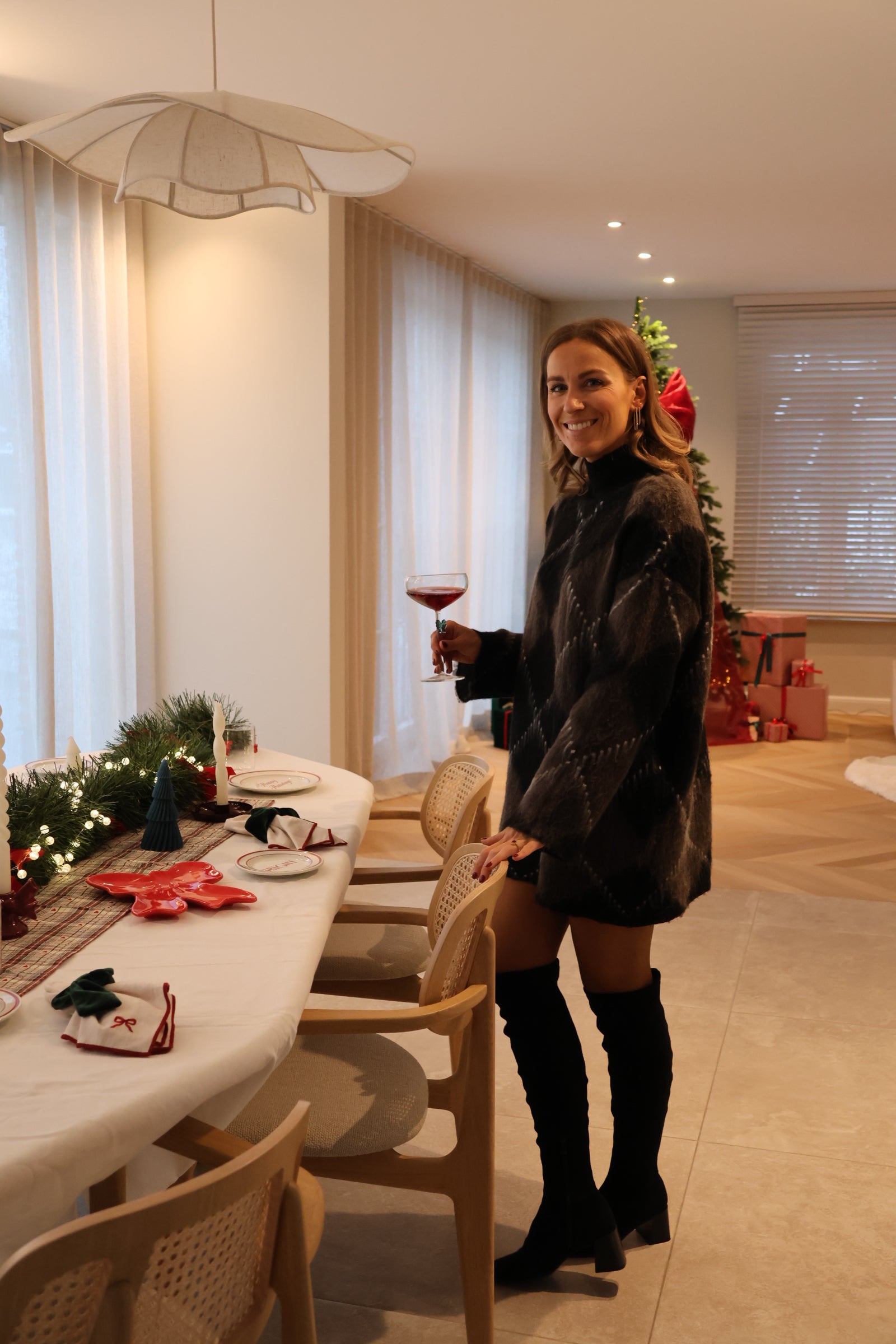 Winter carreaux dress black