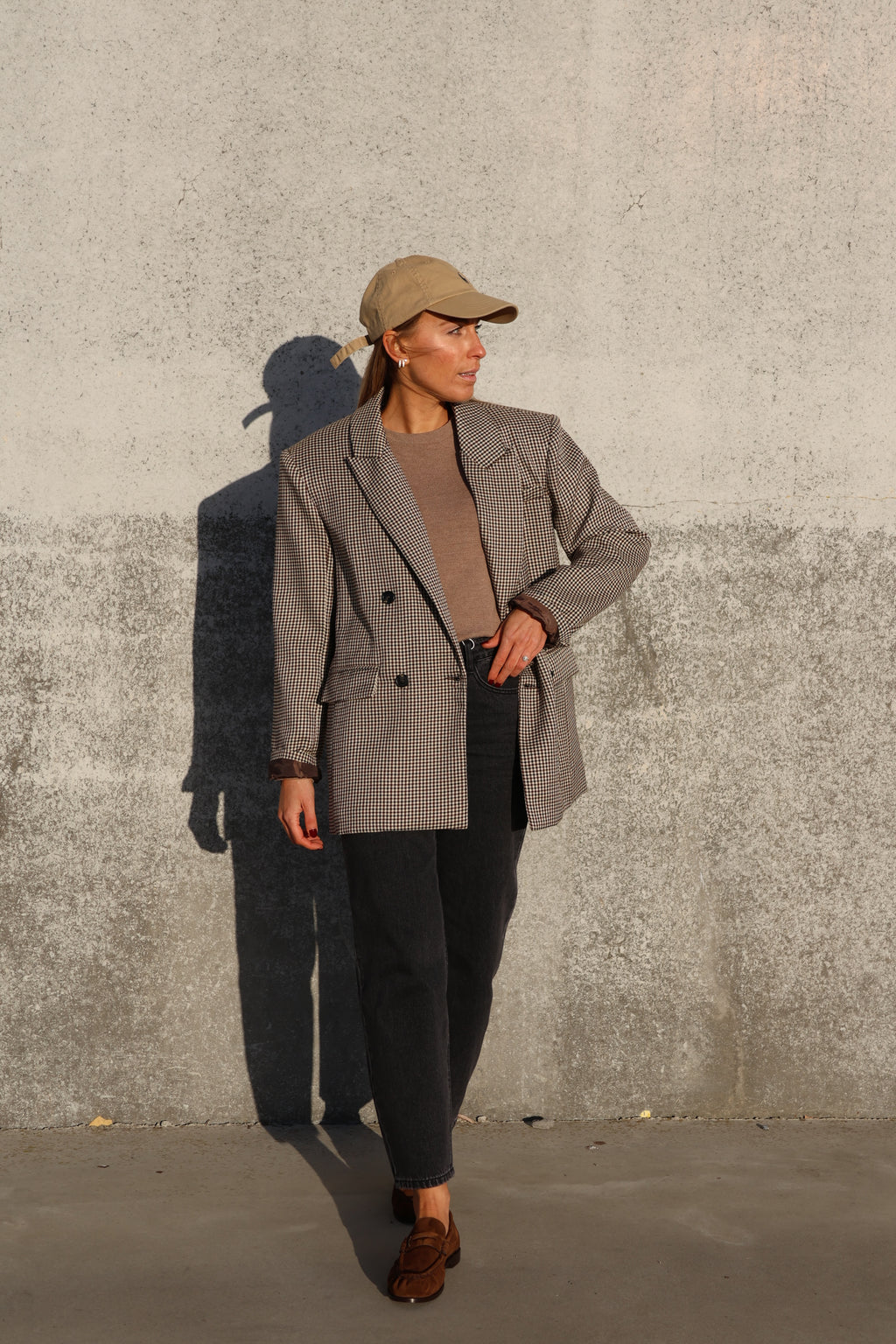 Puck carreaux blazer beige