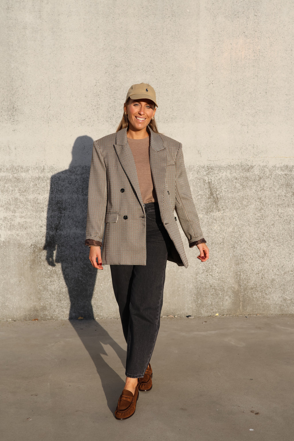 Puck carreaux blazer beige