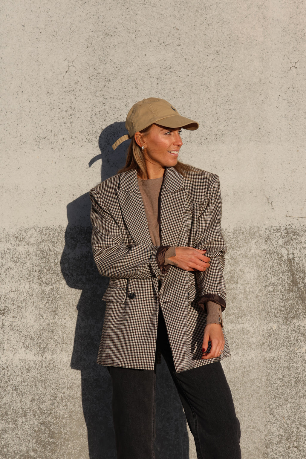 Puck carreaux blazer beige