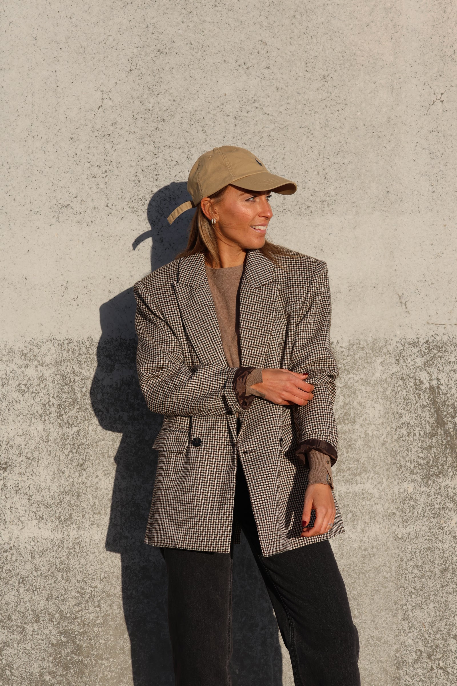 Puck carreaux blazer beige