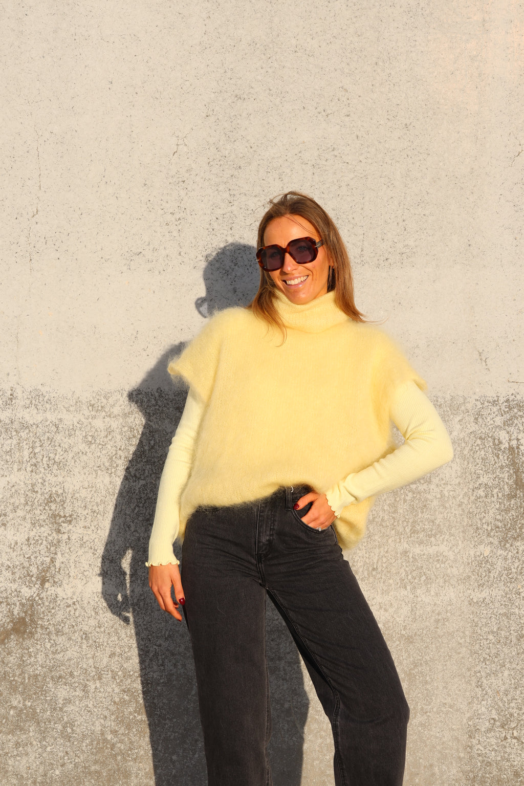 Juul mouwloze knit geel