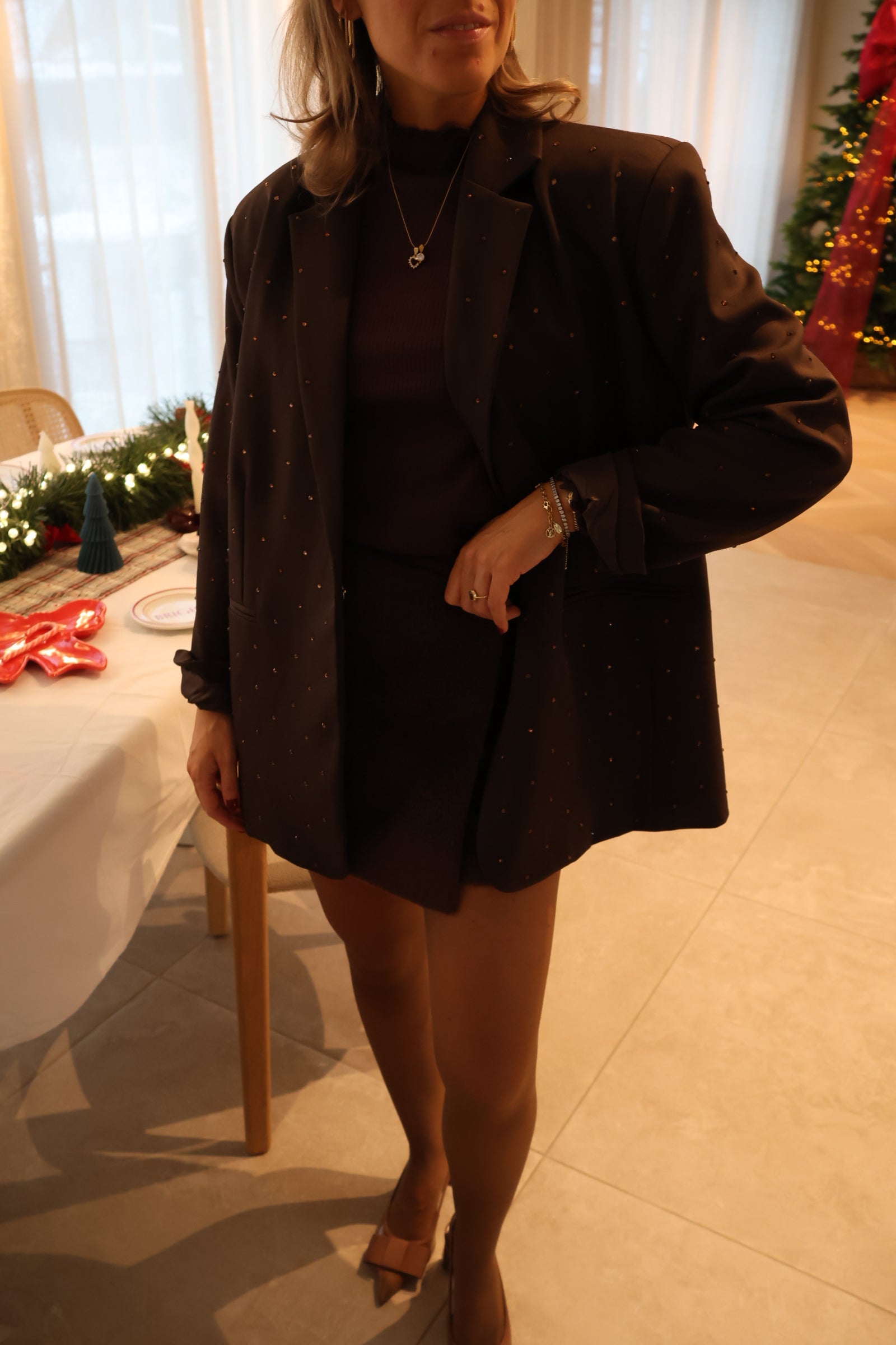 Eloise sparkling blazer brown