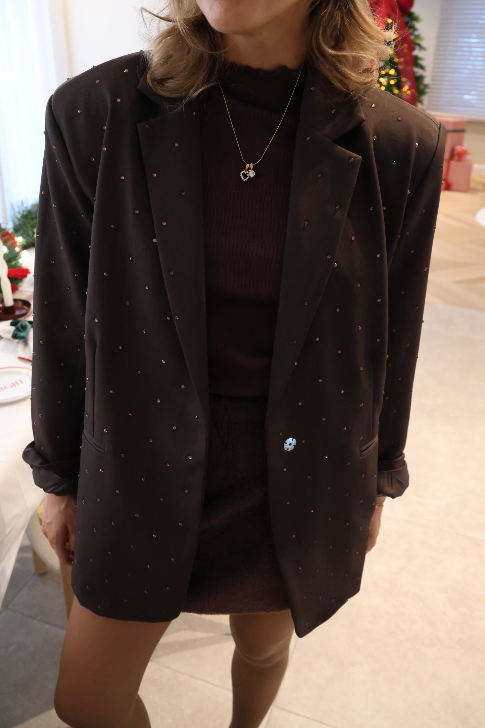 Eloise sparkling blazer brown