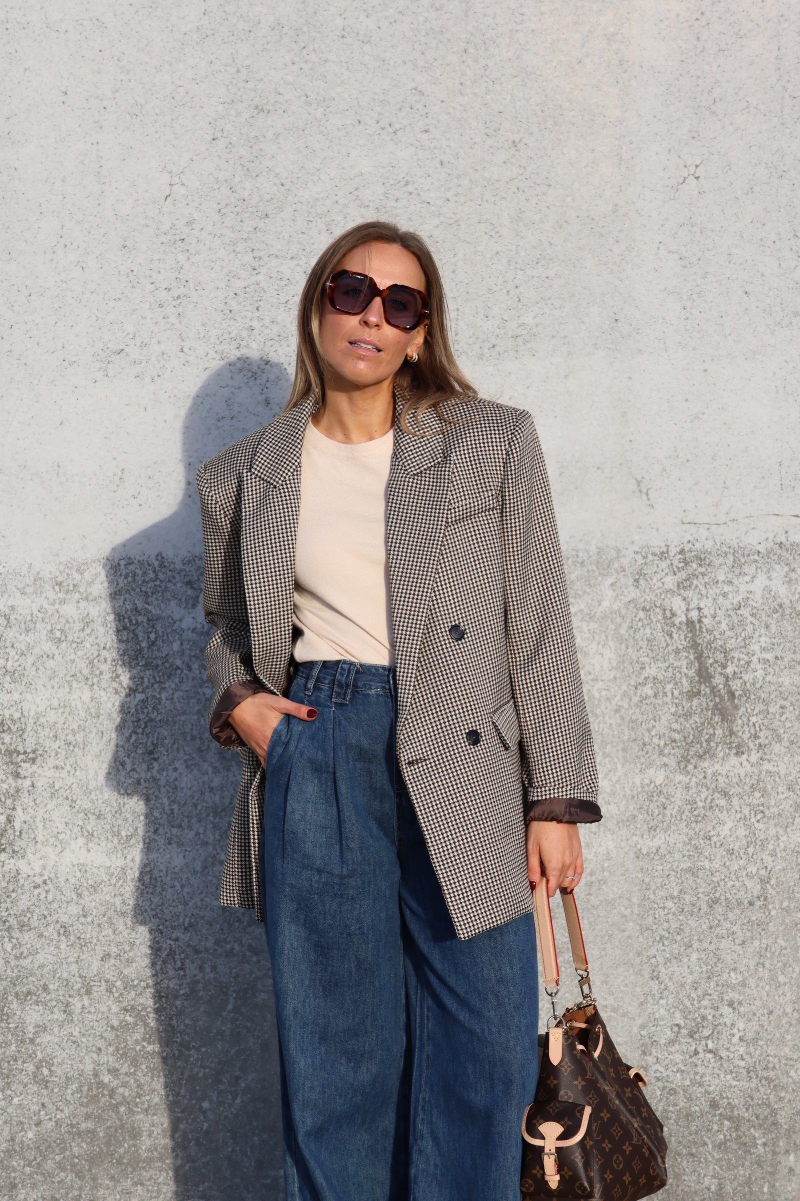 Puck carreaux blazer beige