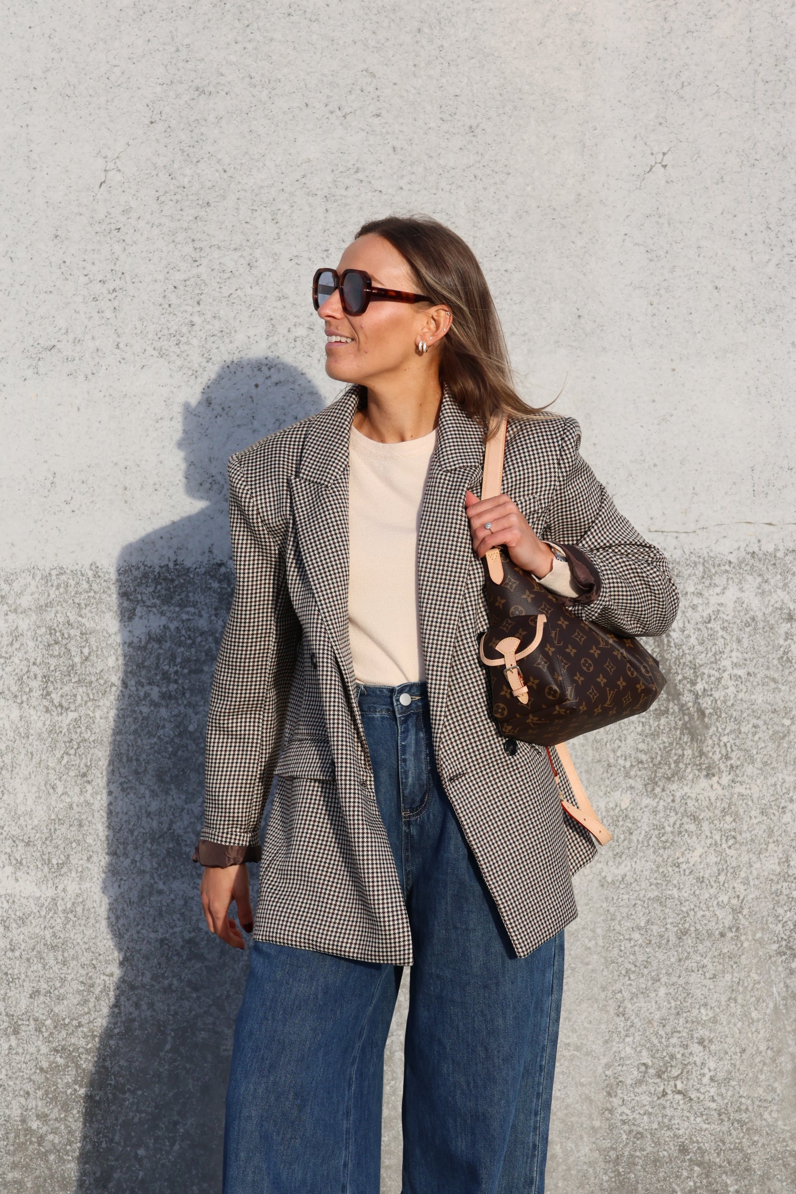 Puck carreaux blazer beige