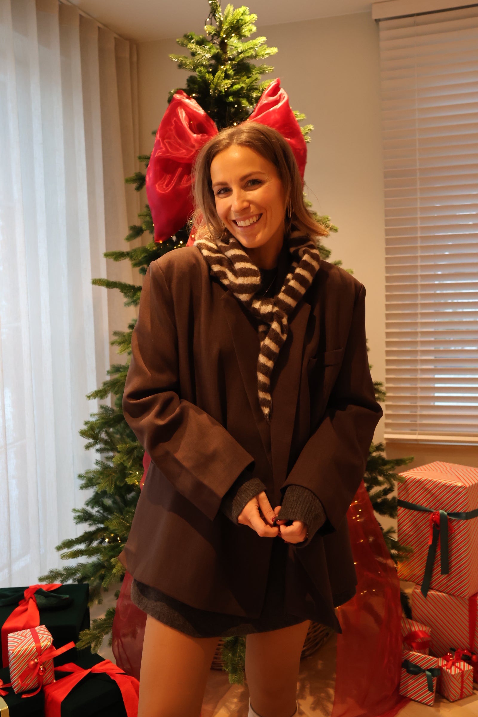 Fiona scarf beige/choco