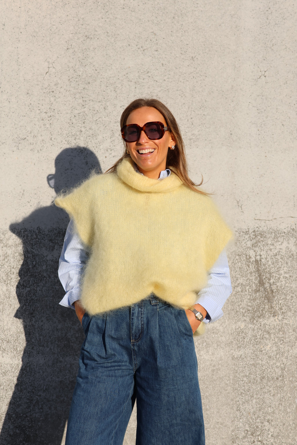 Juul mouwloze knit geel