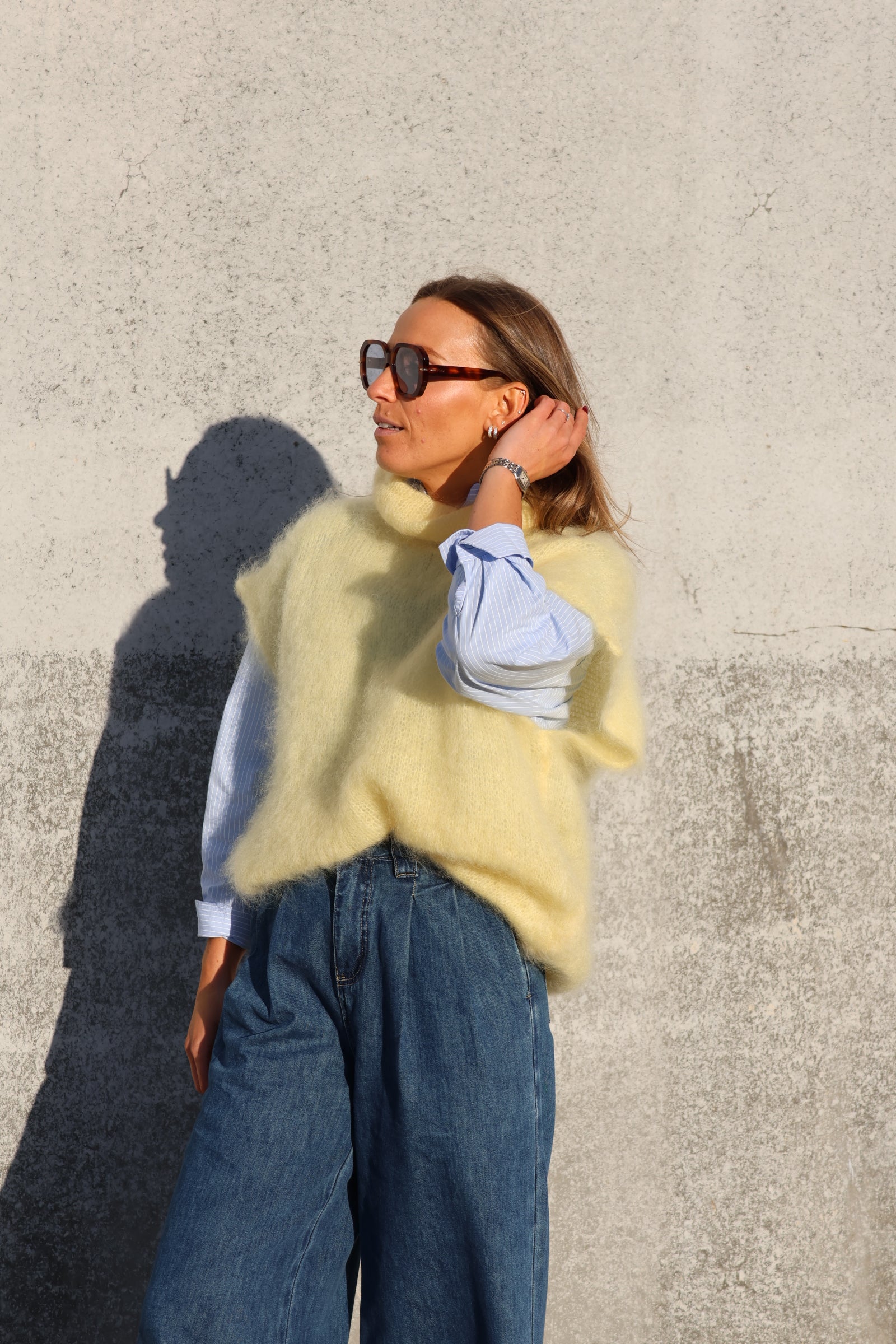 Juul mouwloze knit geel