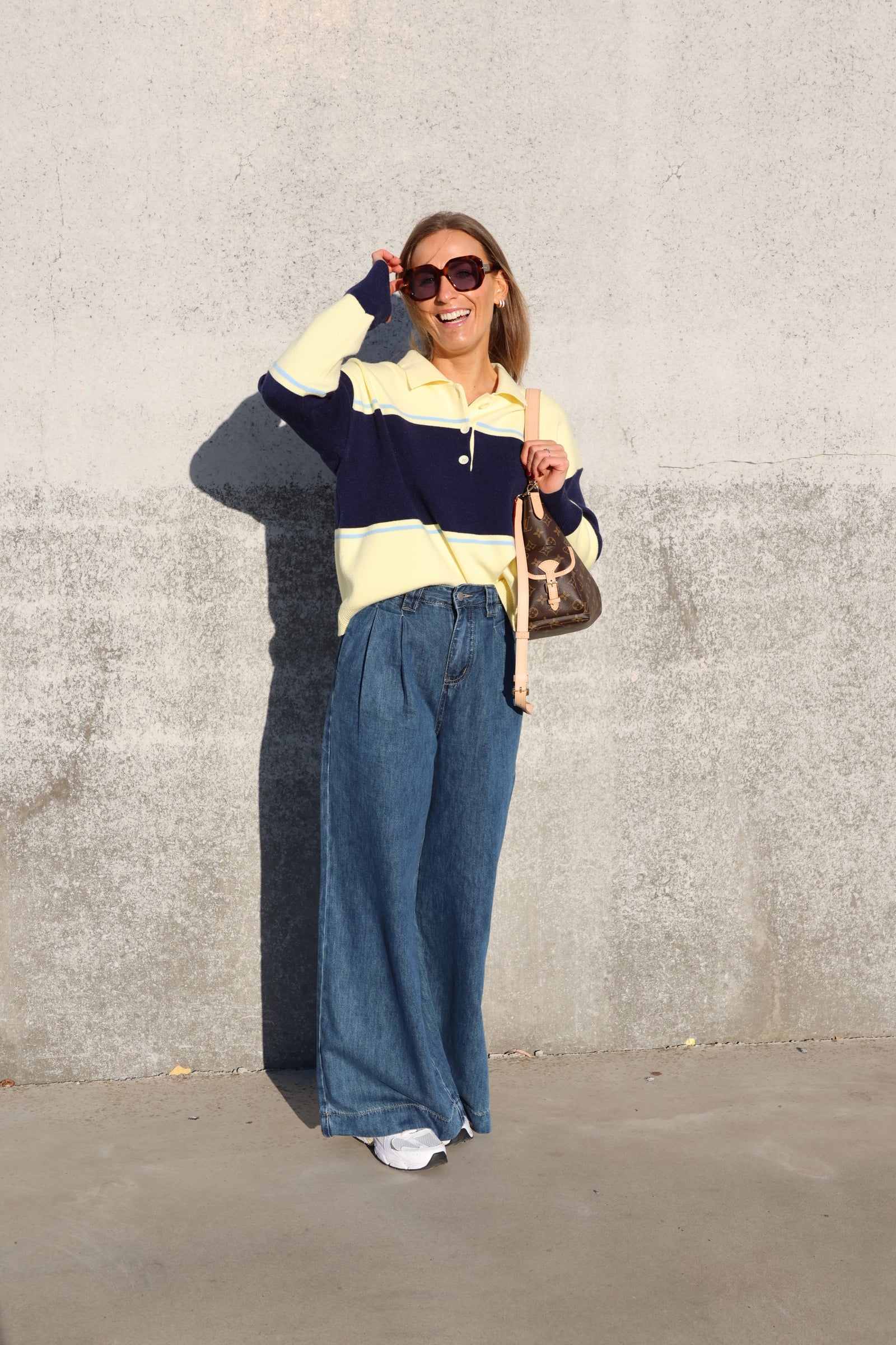 Lotte gestreepte polo geel/marine