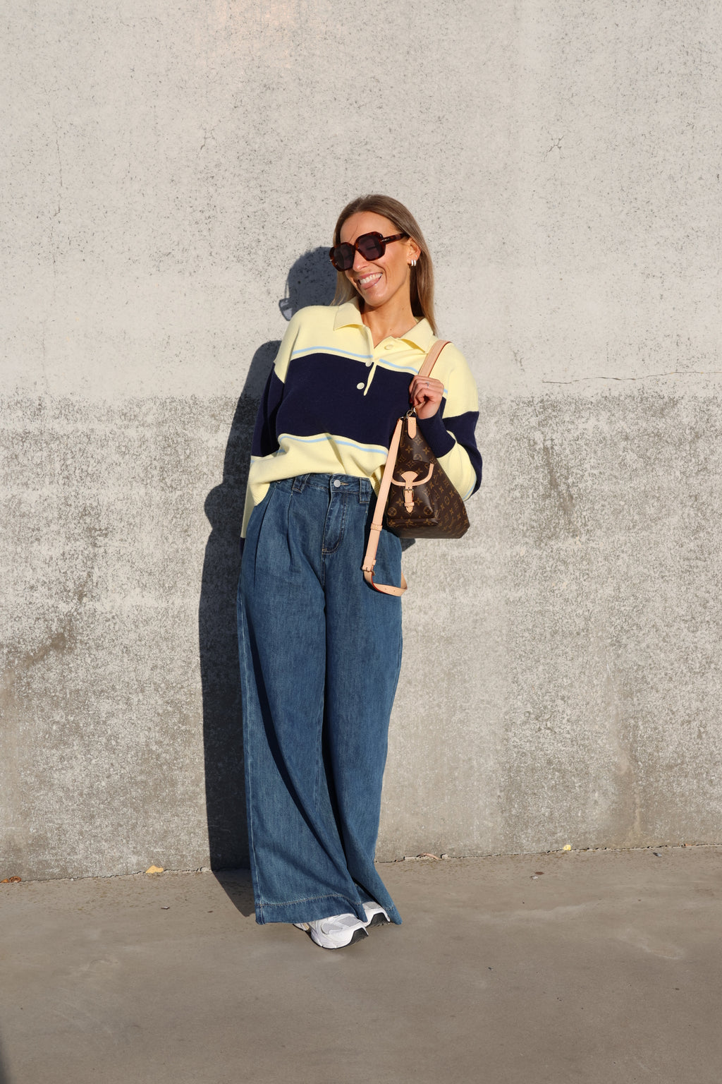 Lotte gestreepte polo geel/marine