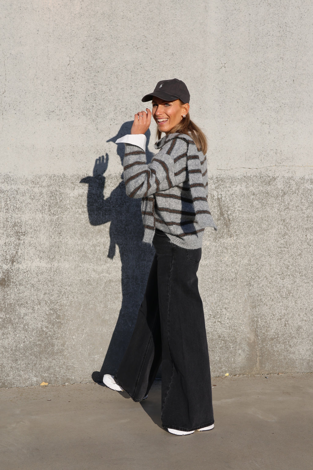 Marit cardigan met sjaal grijs/bruin