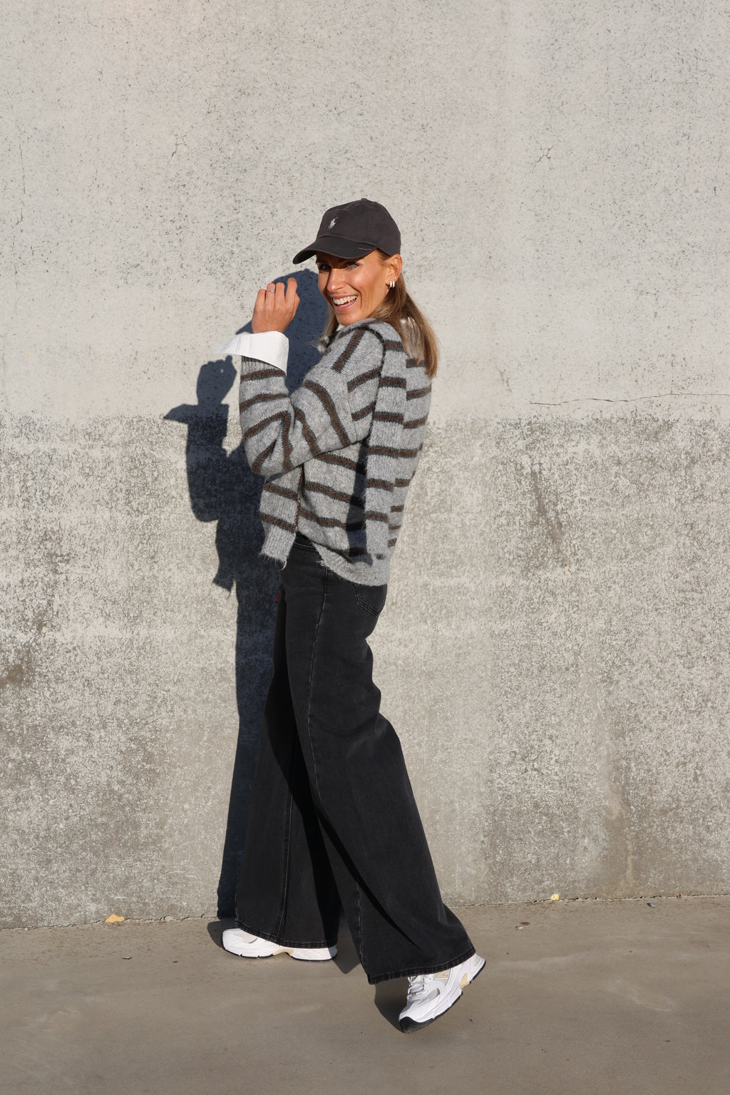 Marit cardigan met sjaal grijs/bruin