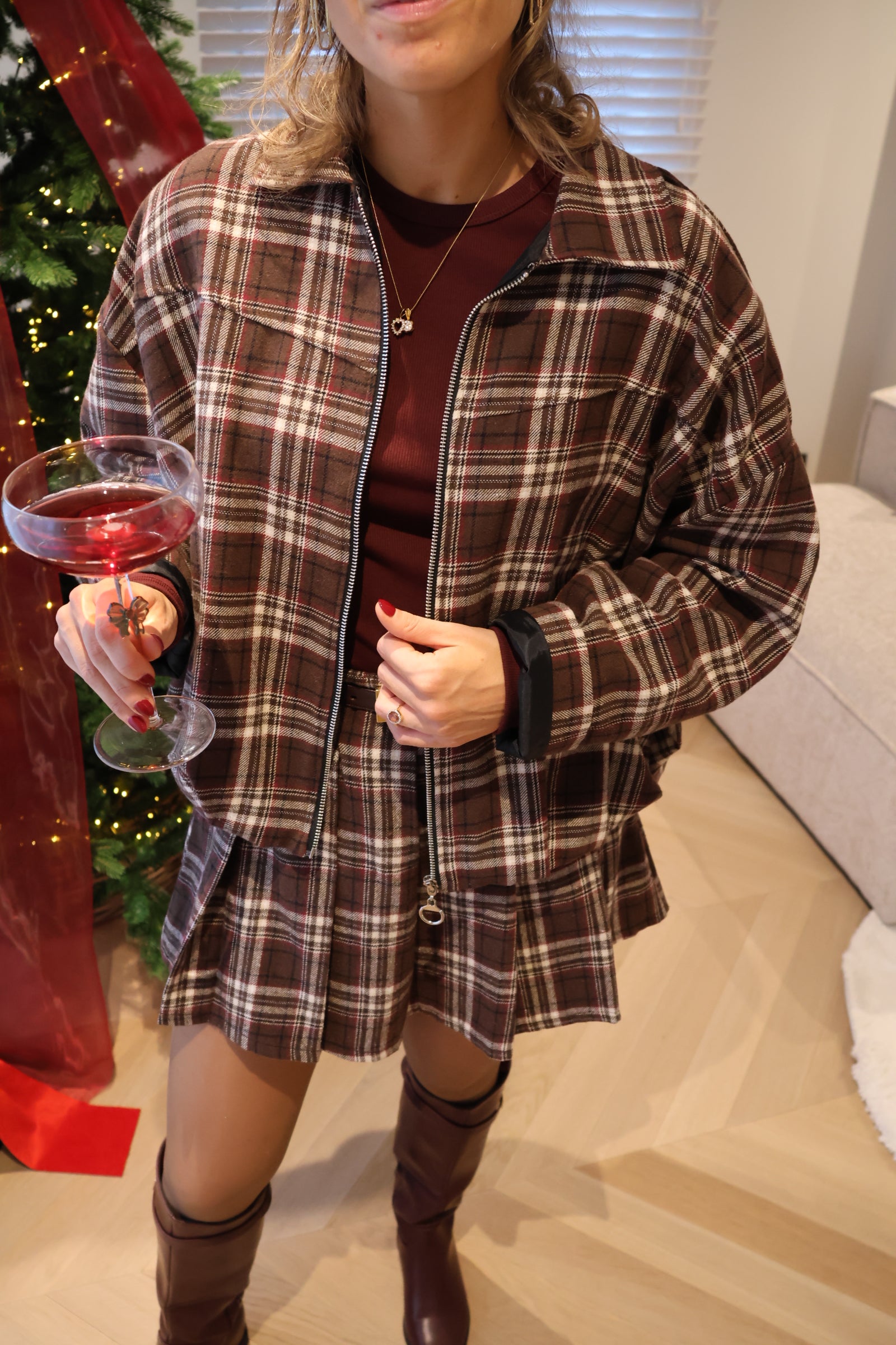 Stella checked jacket brown