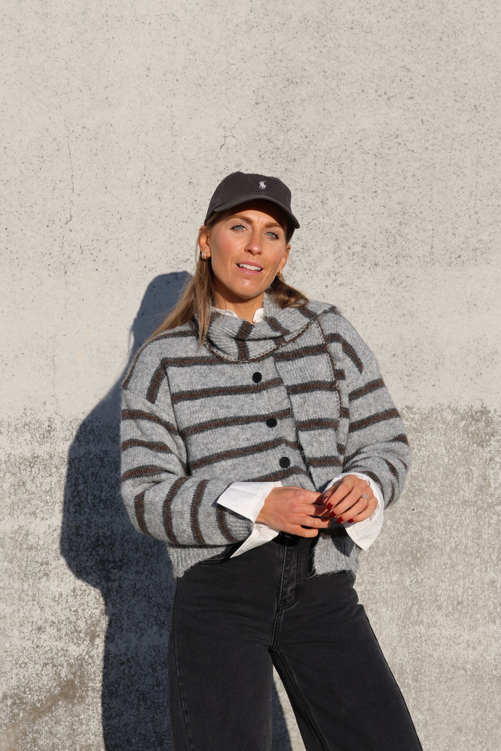 Marit cardigan met sjaal grijs/bruin