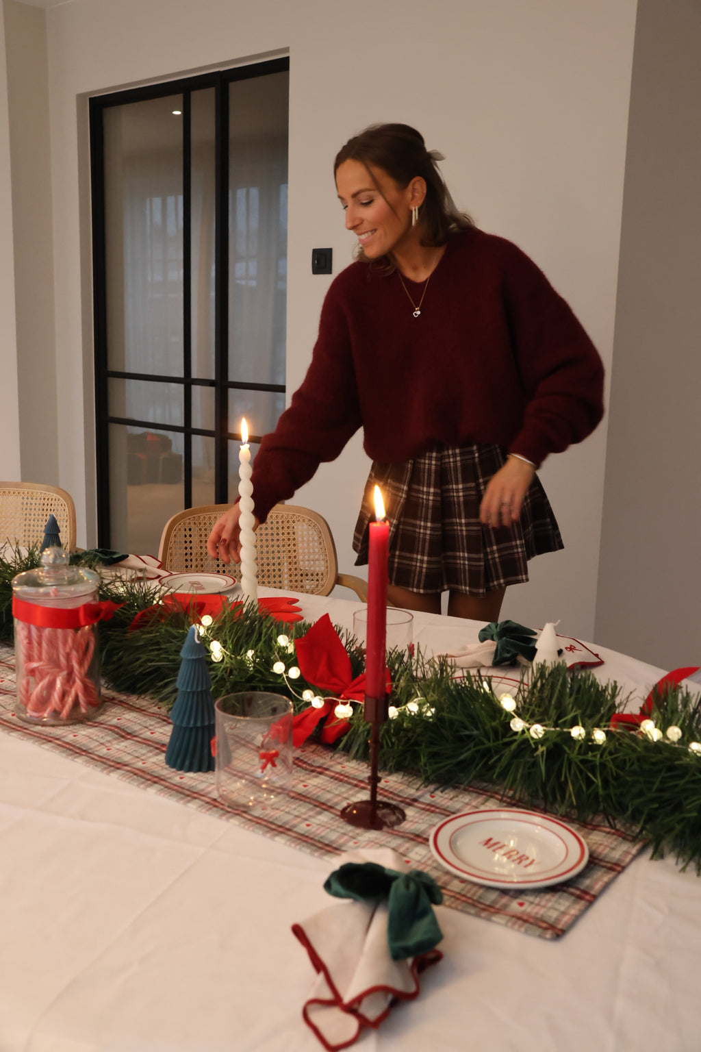 Stella checked skirt brown