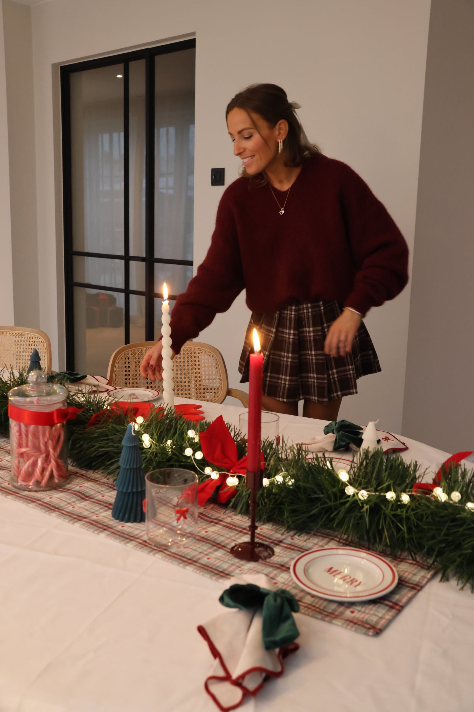 Stella checked skirt brown