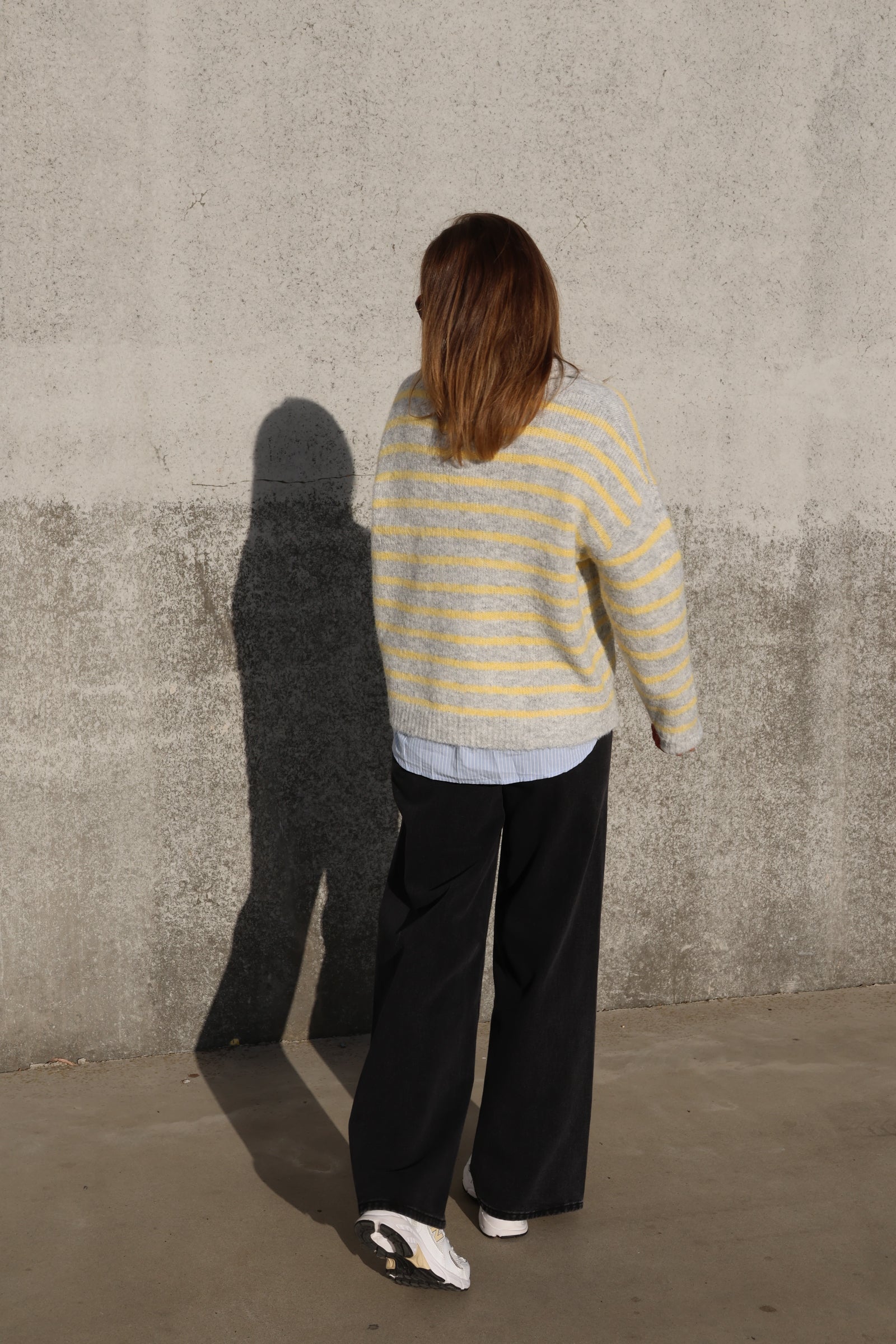 Luna zipper knit grijs/geel