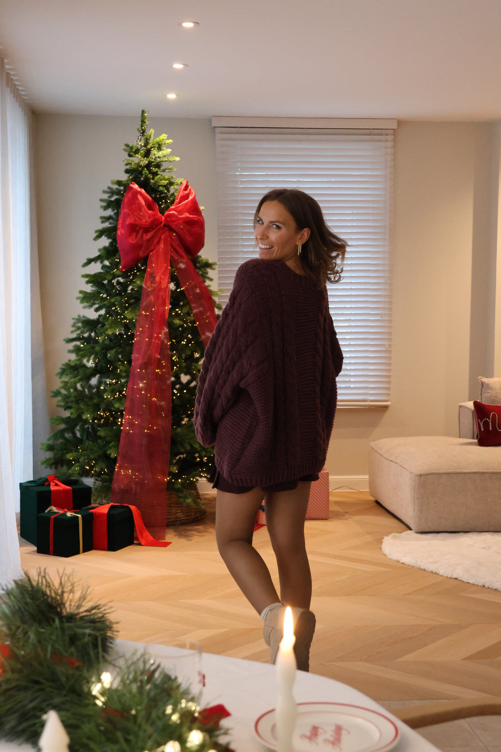 Marcella cable knit bordeaux