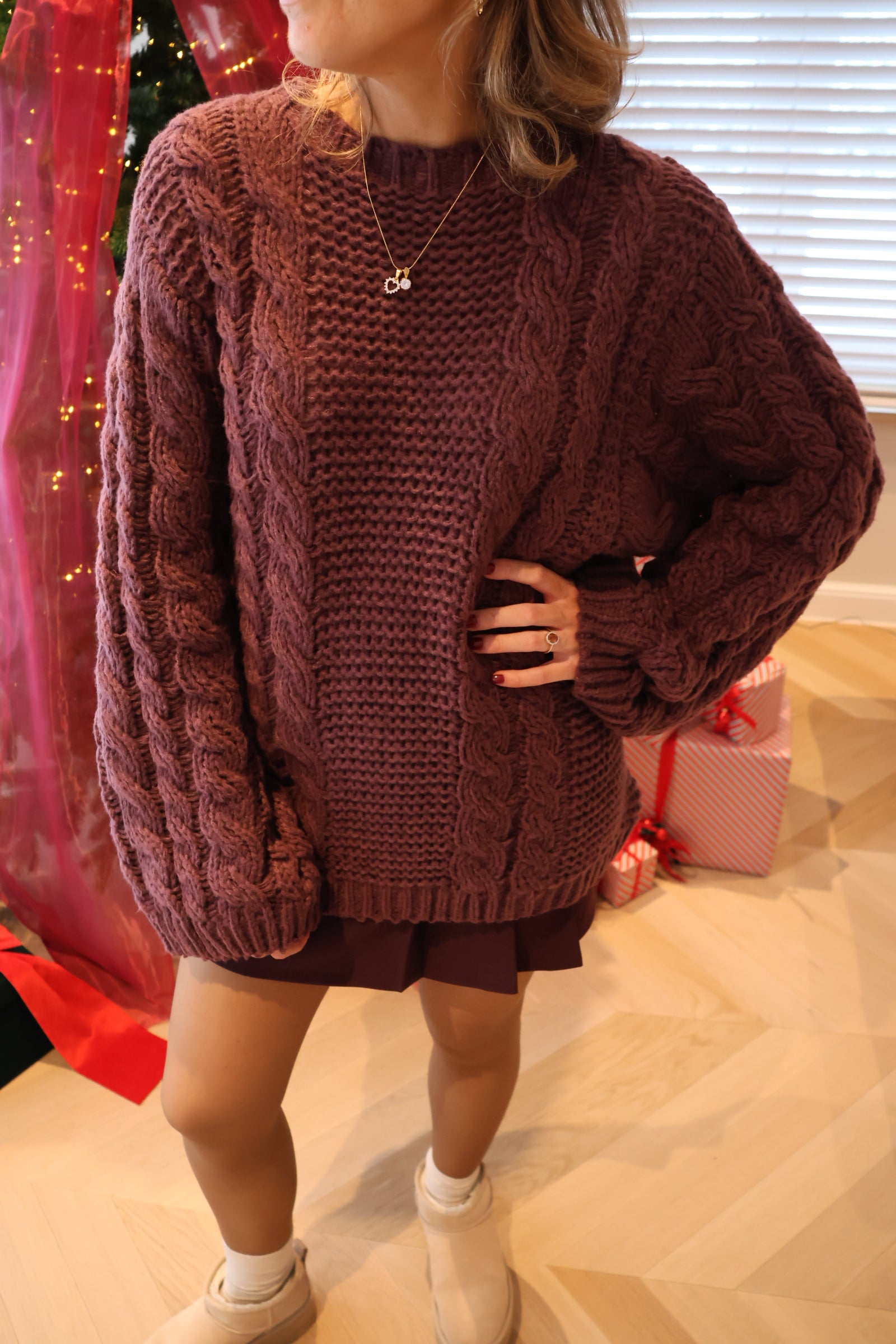 Marcella cable knit bordeaux