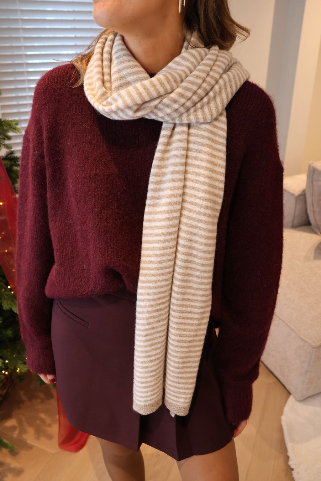 Nala striped scarf beige/crème