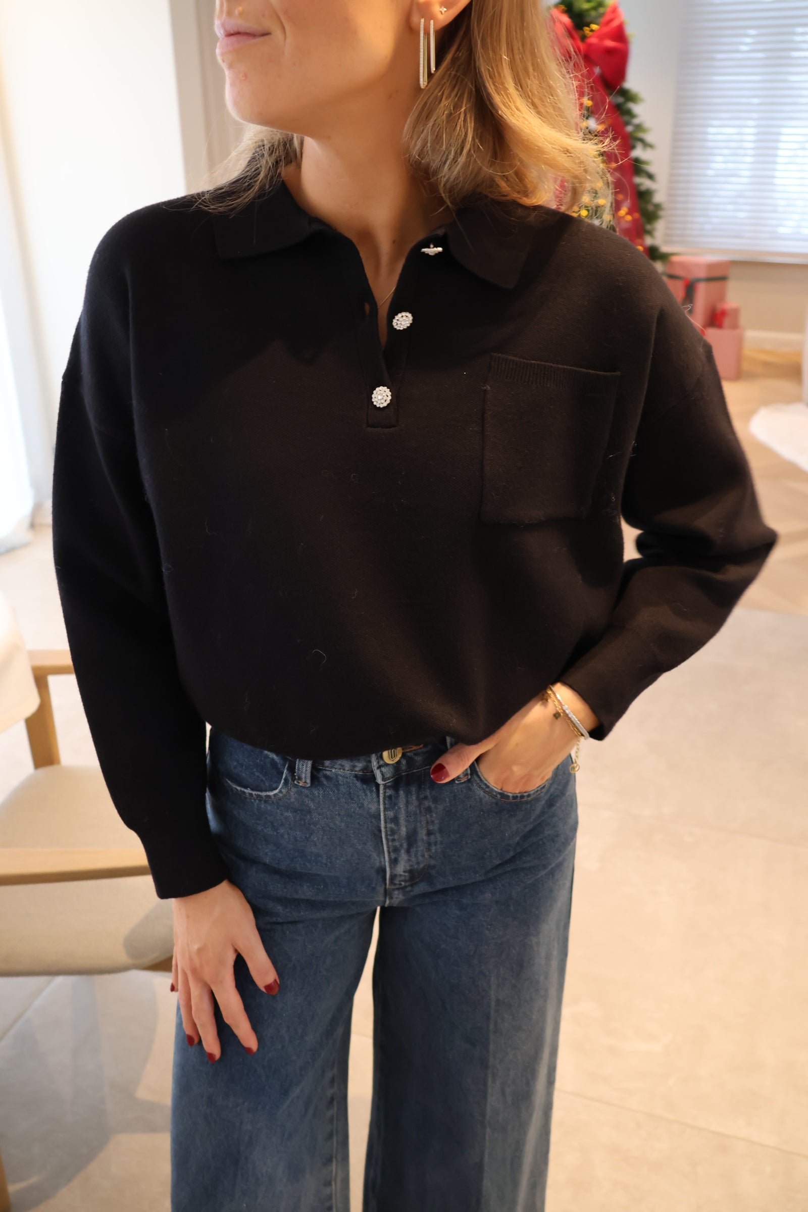 Florence polo knit black