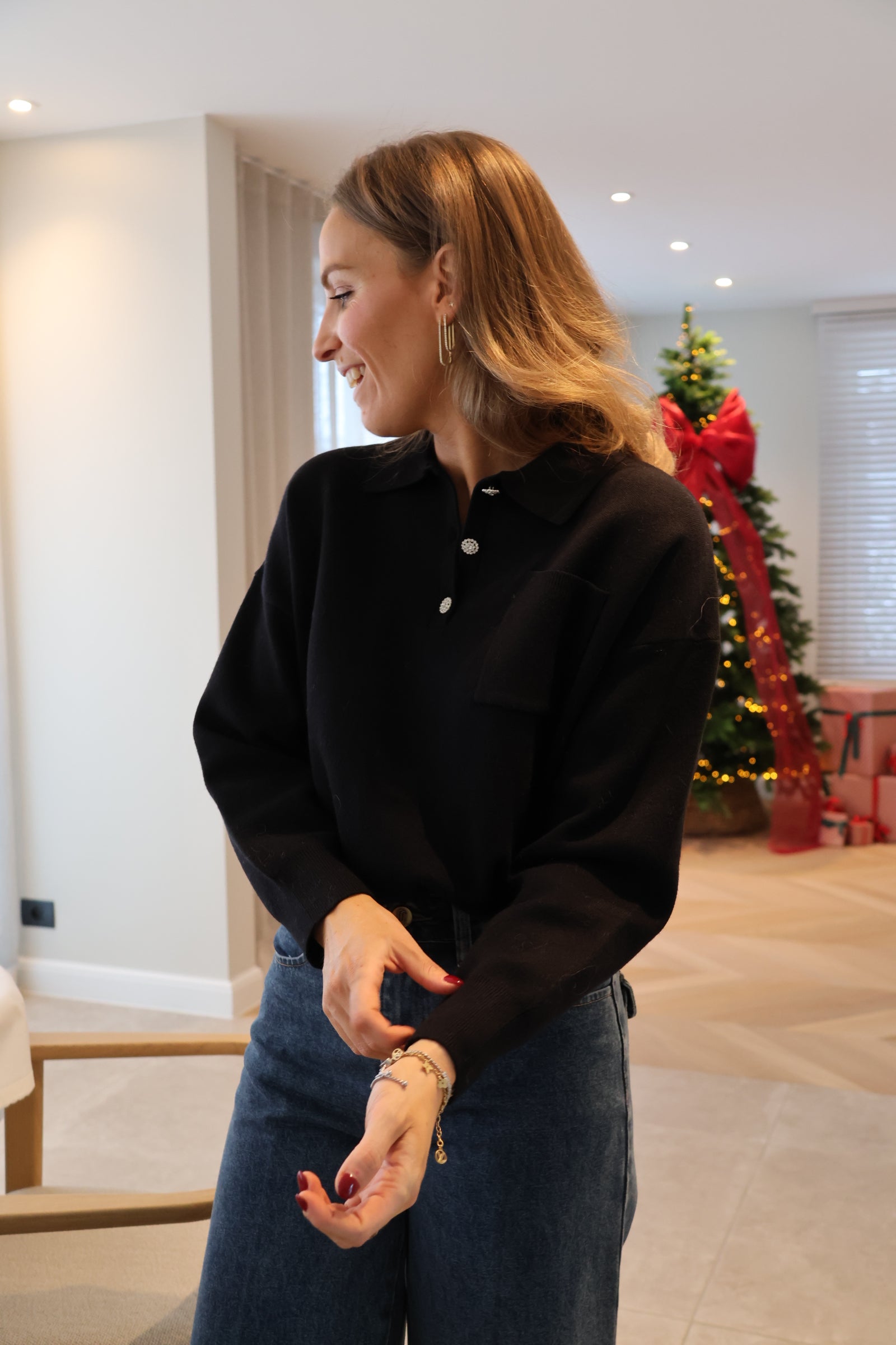 Florence polo knit black